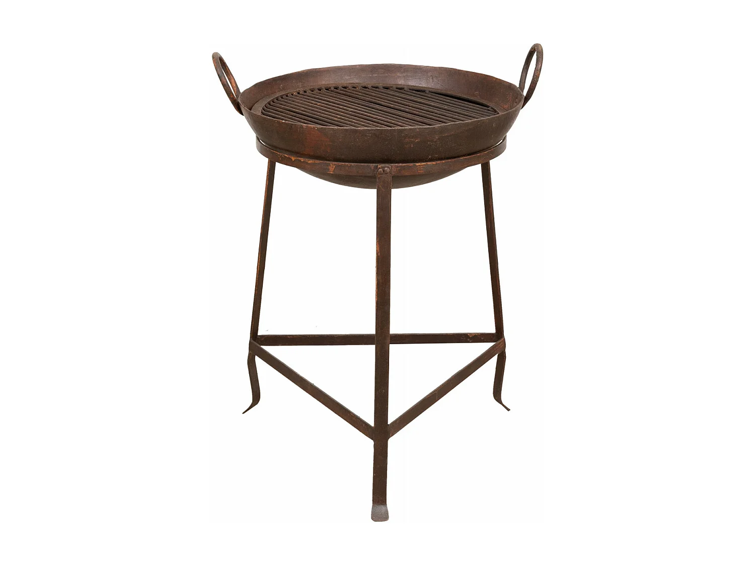 BISCOTTINI Brasero - Fer Forgé Finition Antique - Foyer en Métal - Coupe à Feu - Brasero d'Extérieur - Décoratif - Jardin - Coupe en Fer Vintage - 59x54x80cm