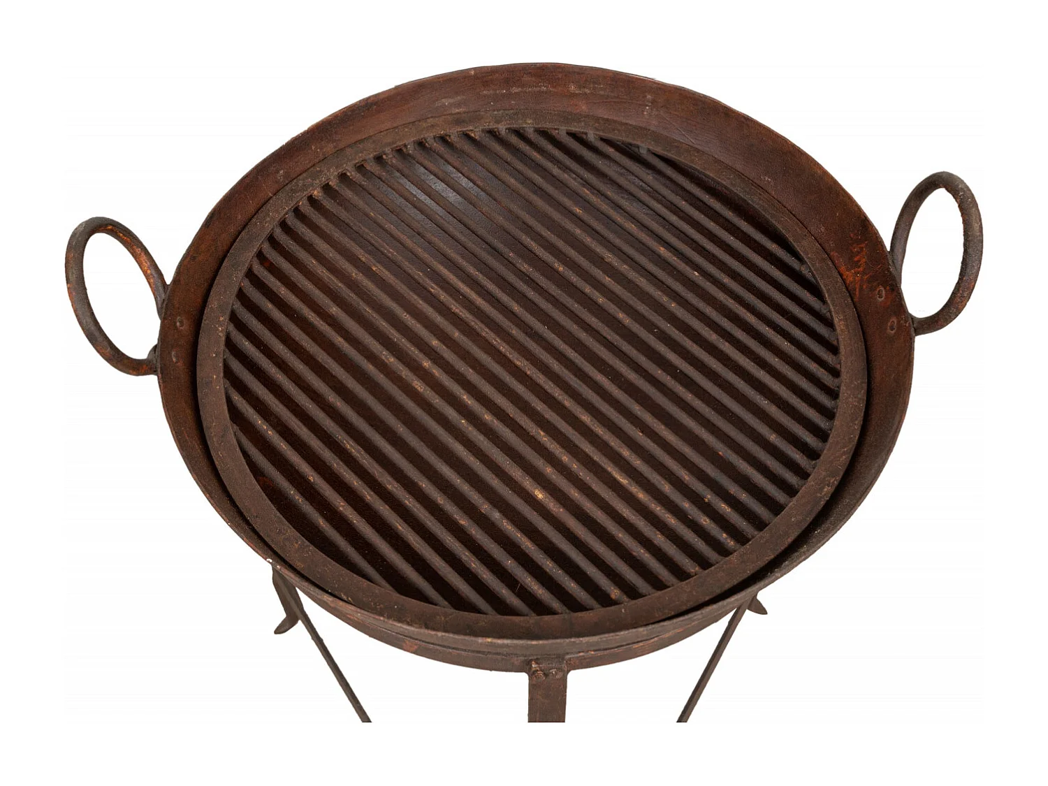 BISCOTTINI Brasero - Fer Forgé Finition Antique - Foyer en Métal - Coupe à Feu - Brasero d'Extérieur - Décoratif - Jardin - Coupe en Fer Vintage - 59x54x80cm