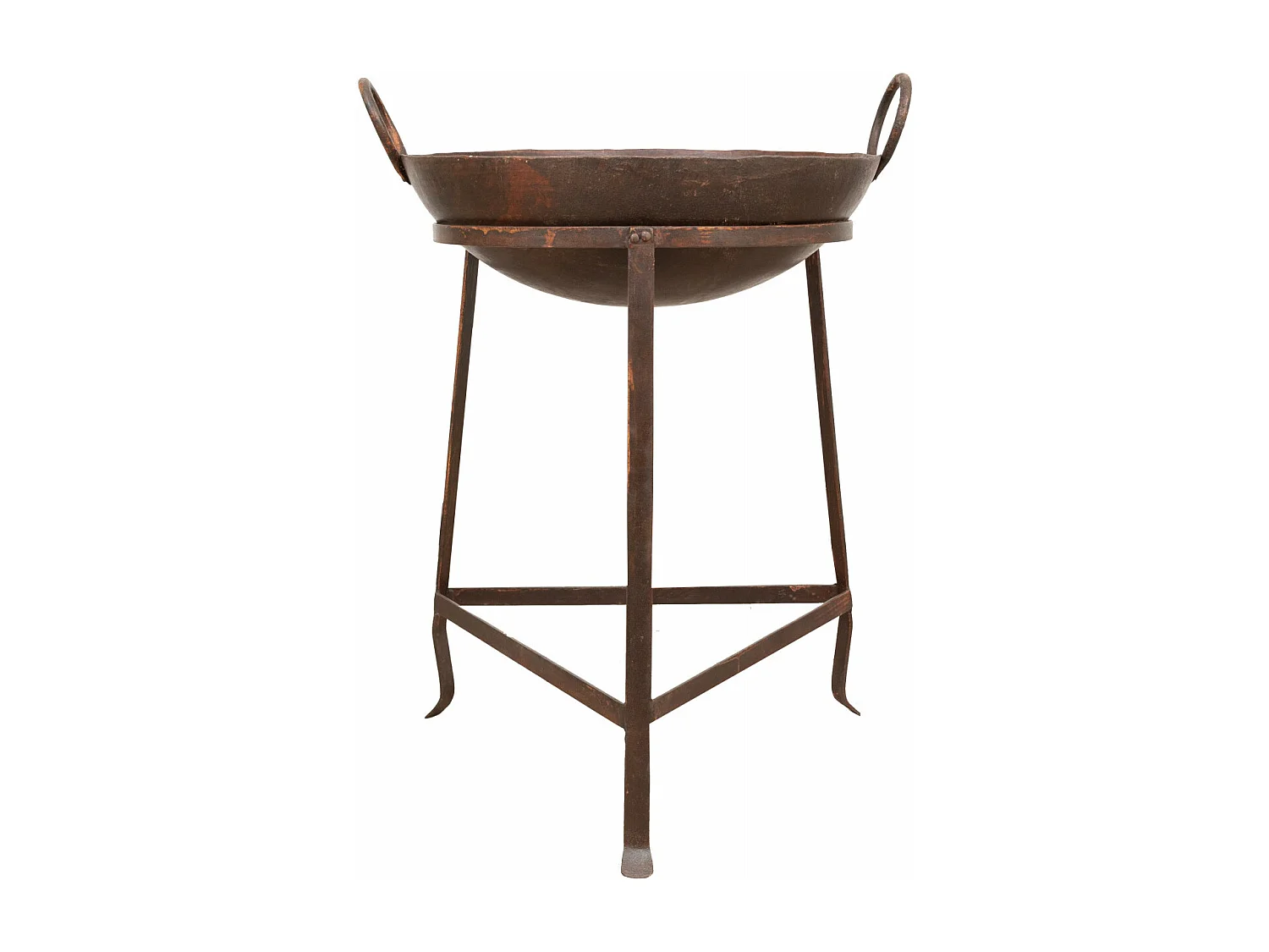 BISCOTTINI Brasero - Fer Forgé Finition Antique - Foyer en Métal - Coupe à Feu - Brasero d'Extérieur - Décoratif - Jardin - Coupe en Fer Vintage - 59x54x80cm