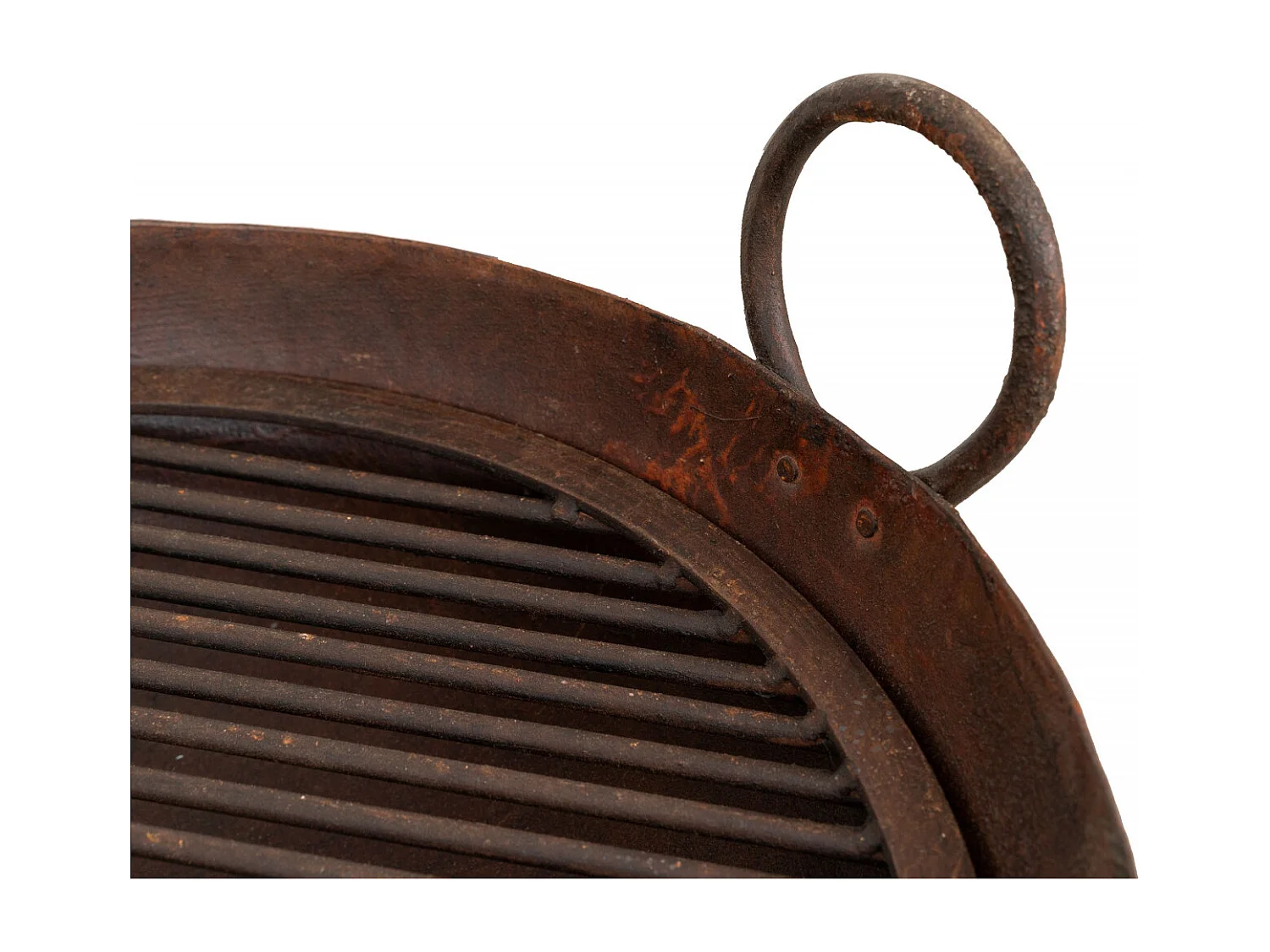 BISCOTTINI Brasero - Fer Forgé Finition Antique - Foyer en Métal - Coupe à Feu - Brasero d'Extérieur - Décoratif - Jardin - Coupe en Fer Vintage - 59x54x80cm