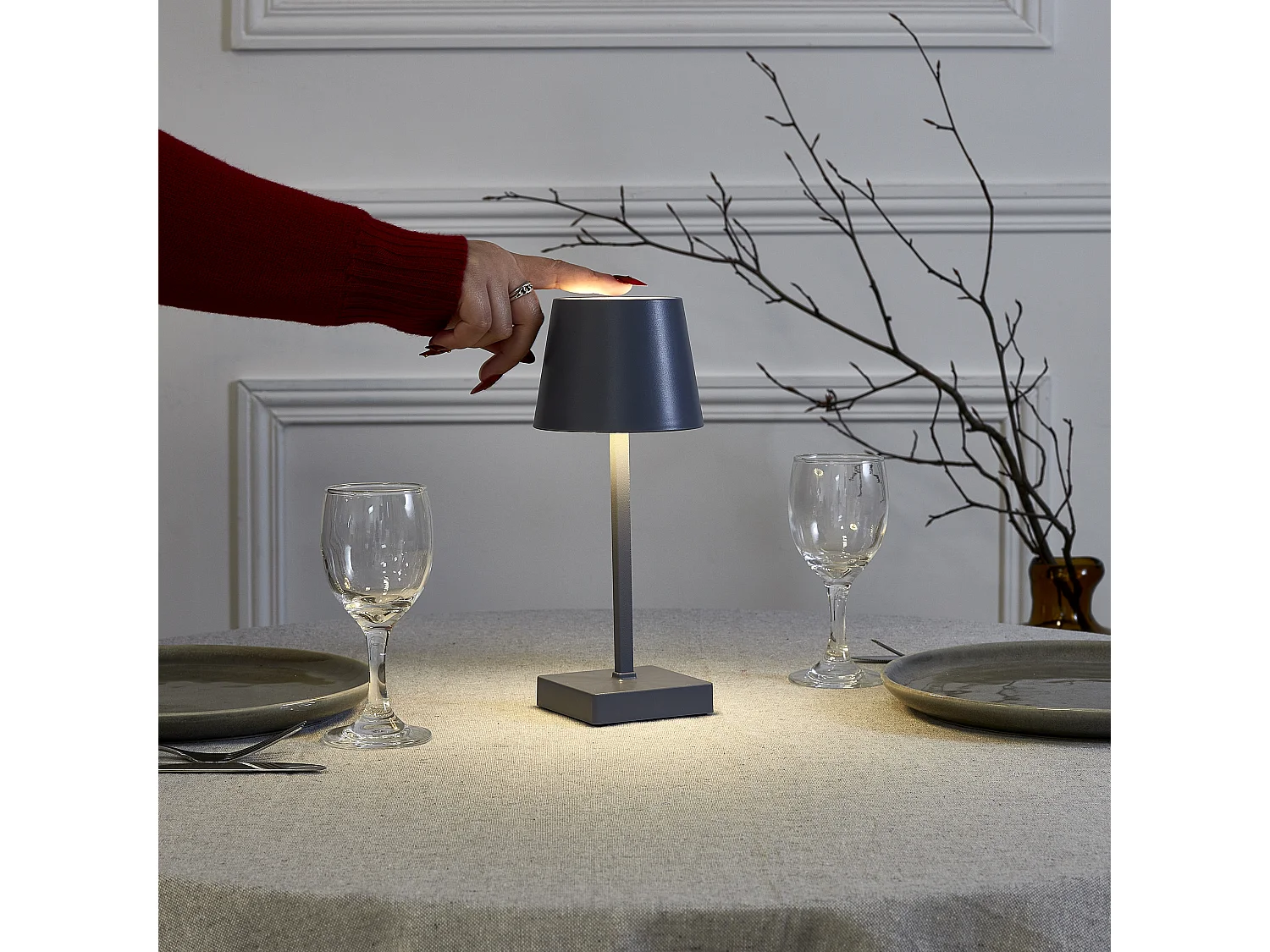 Lampe Led De Table Tactile Gris Gris