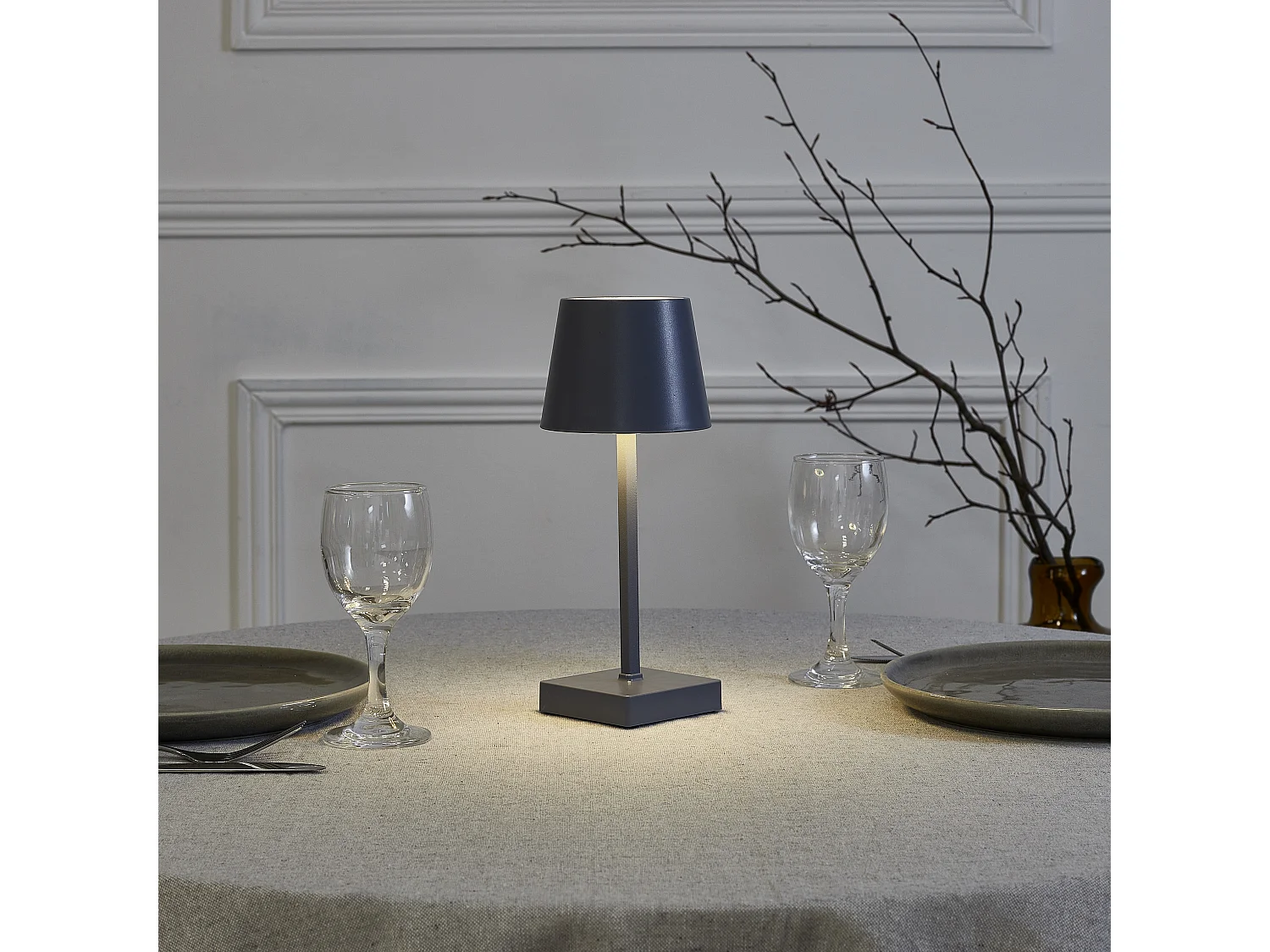 Lampe Led De Table Tactile Gris Gris