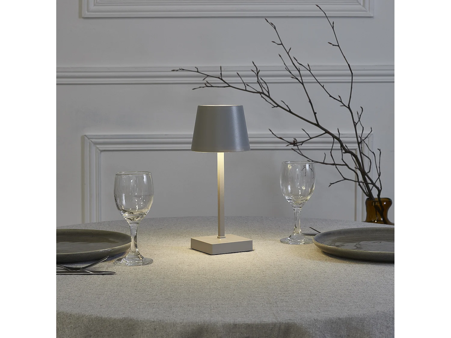 Lampe Led De Table Tactile Taupe Marron