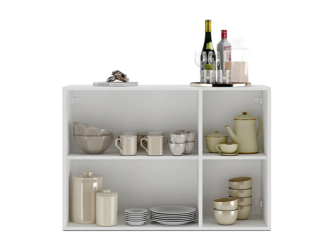 Buyqualia Aparador Moderno de 3 Puertas, Color Blanco, 90 cm de Ancho