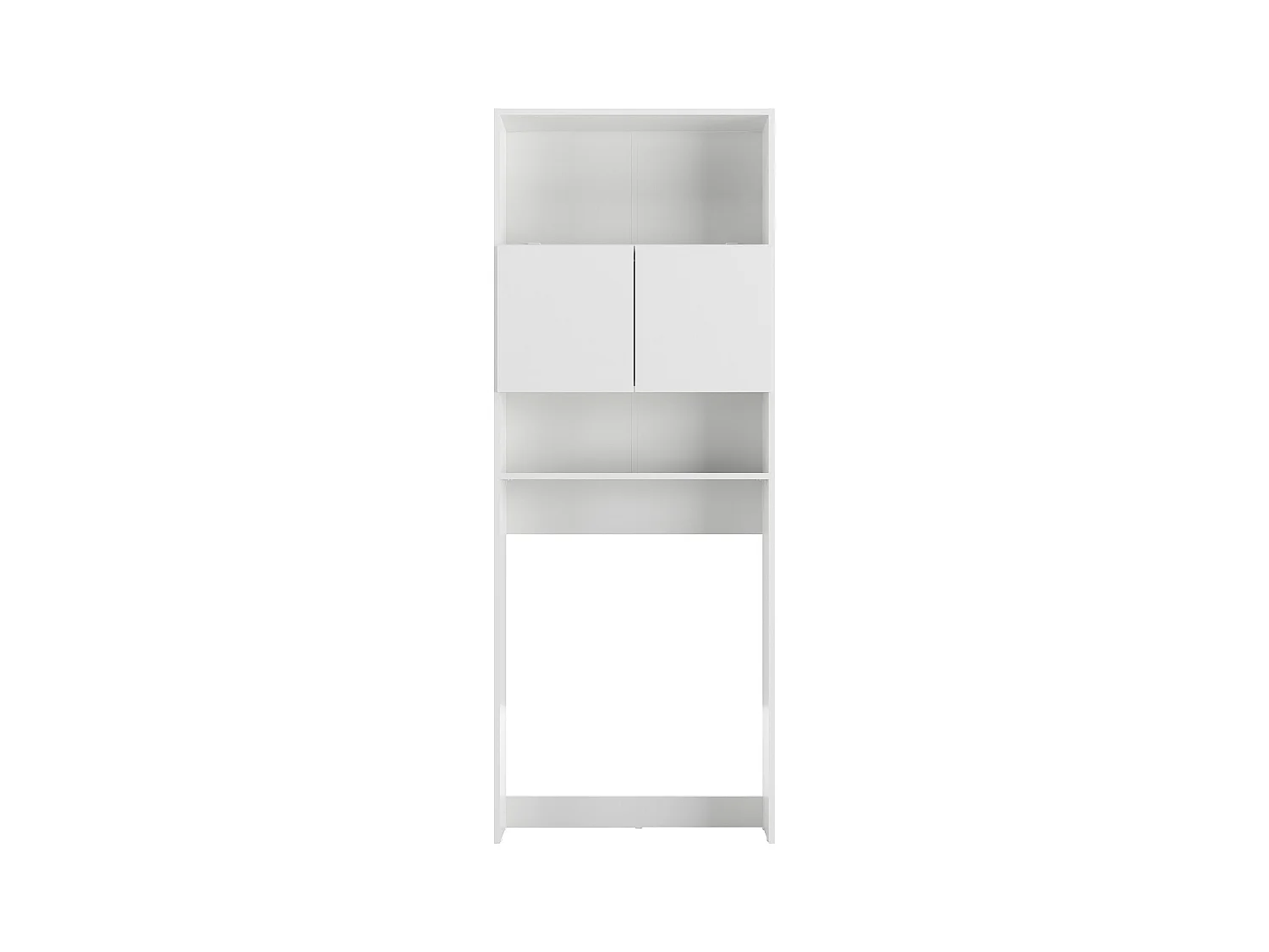 Mueble para baño/lavandería, 2 Puertas centrales, estantes Abiertos, Alto, Color Blanco