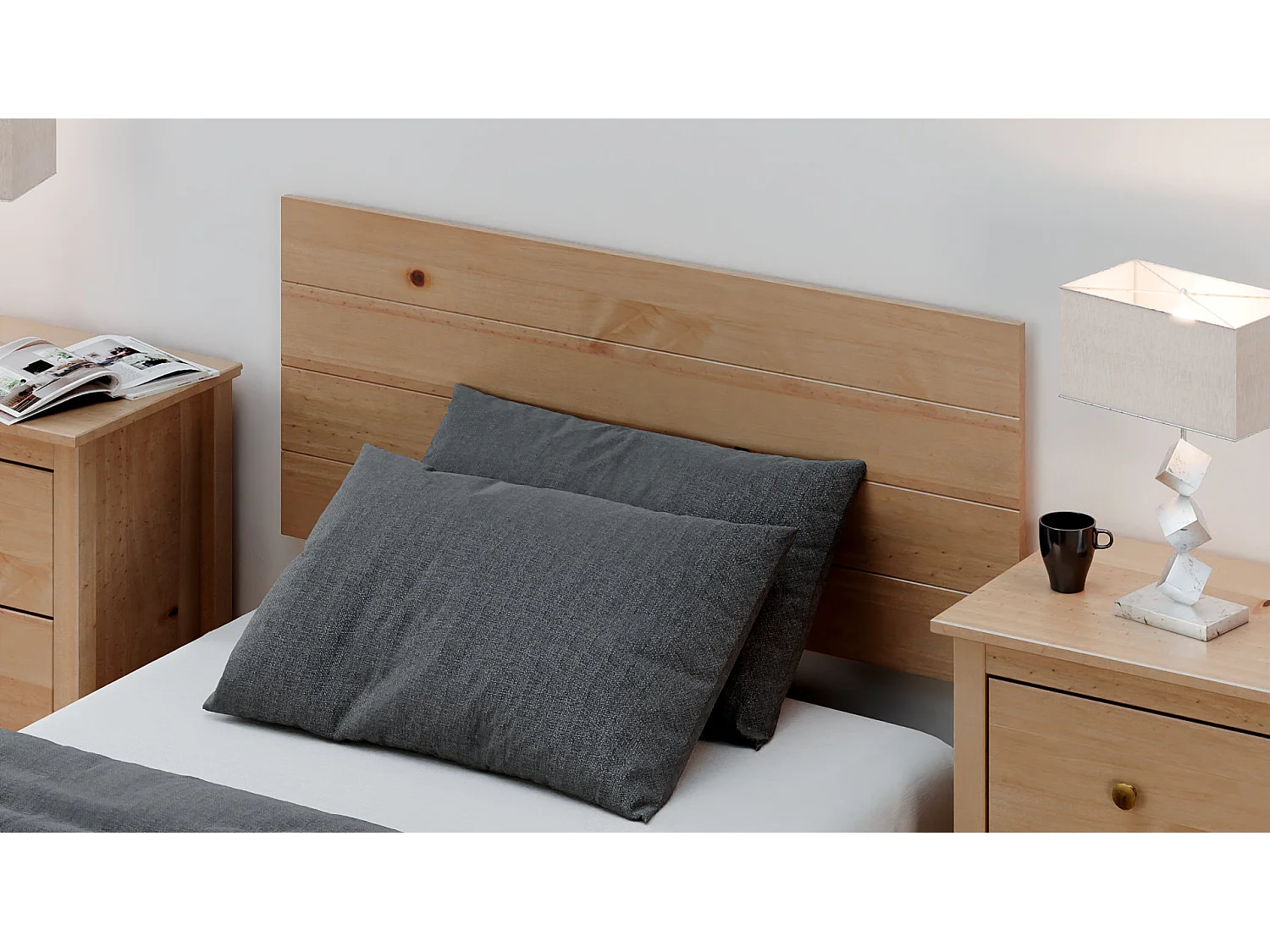 Cabecero Cama Madera Maciza Pino Pintada (110 X 45, Miel) - Buyqualia