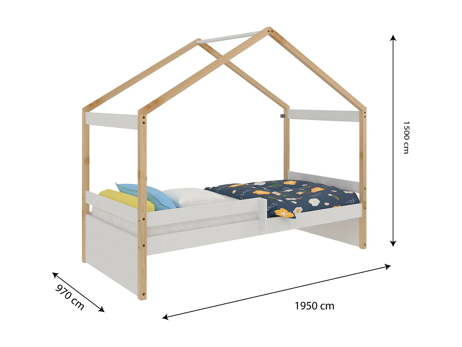 Cama Nido Estilo Casita - Infantil - Para Colchón de 90 - 150x195x97 - Buyqualia