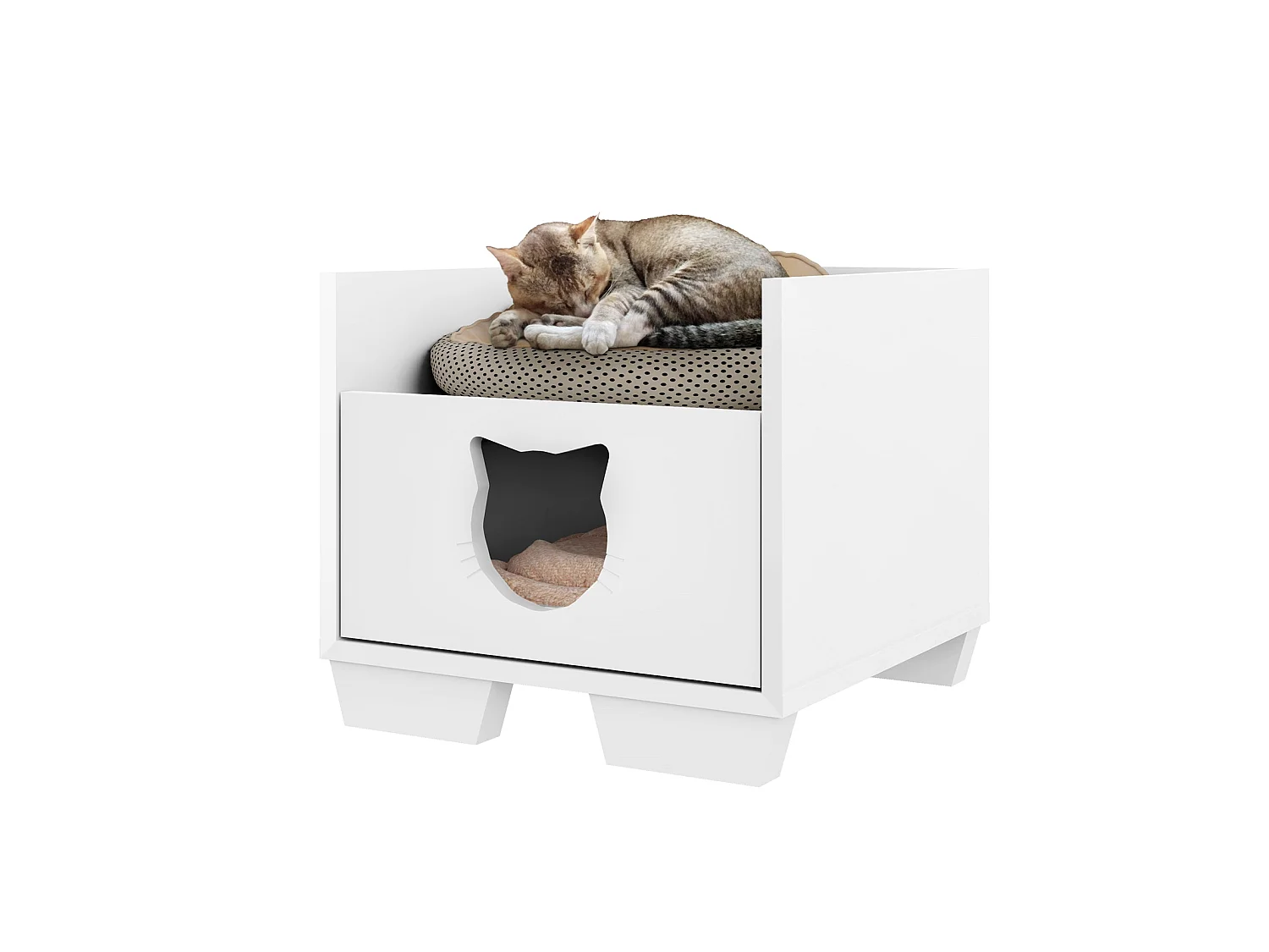 Buyqualia Cama Cueva para Mascota (Gato) Color Blanco (Alto 35/ Ancho 39/ Fondo 40)