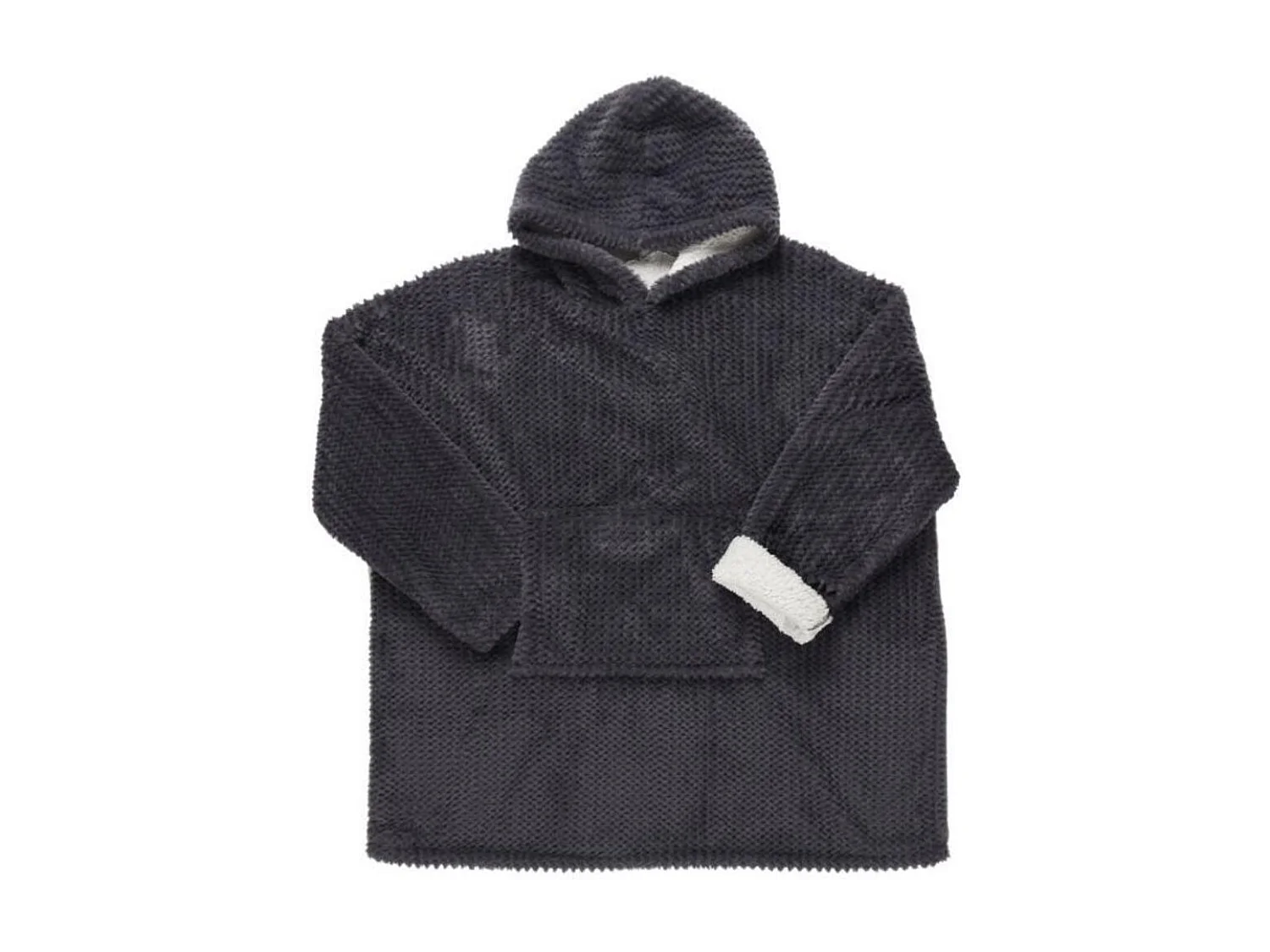 Sweat Plaid Imitation Fourrure Chevron Gris Fonce Gris