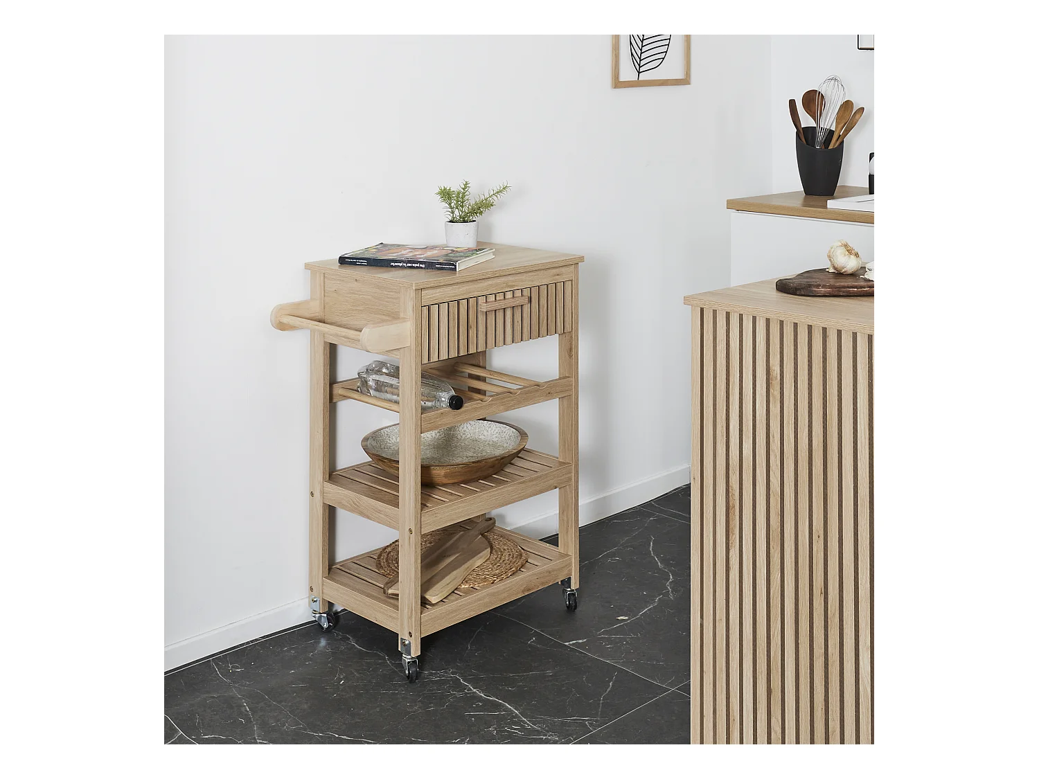 Desserte de Cuisine Design "Klaus" 84cm Marron