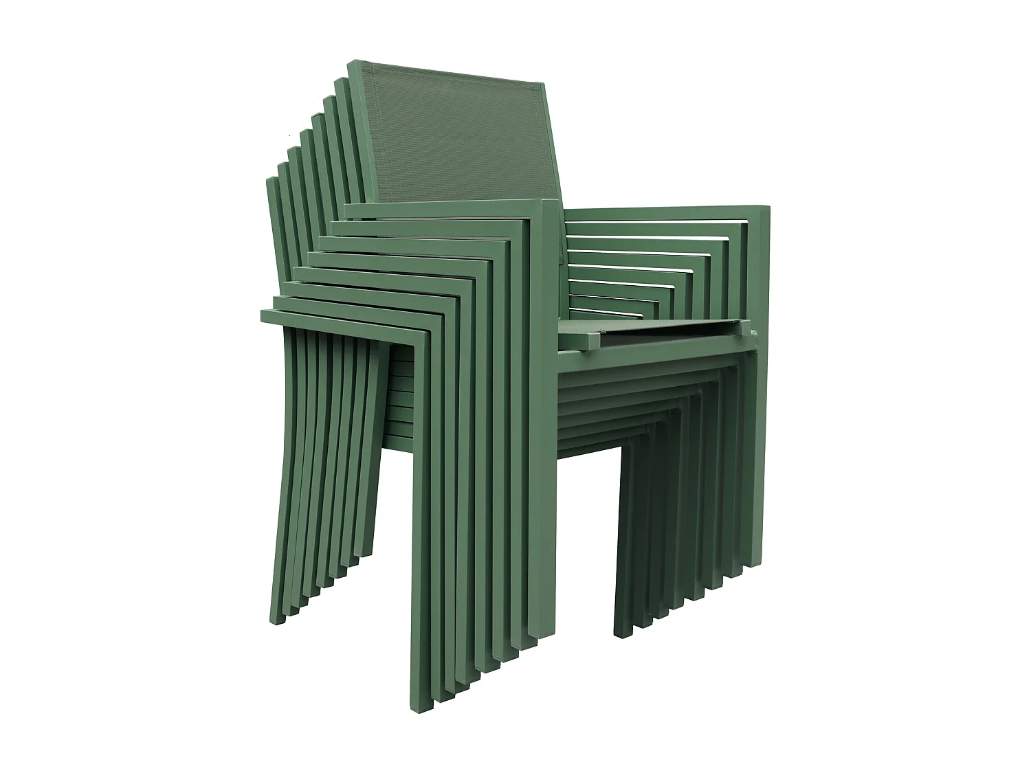 Salon de jardin VENEZIA extensible 90/180 en textilène vert sauge 8 places - aluminium vert sauge - HAPPY GARDEN