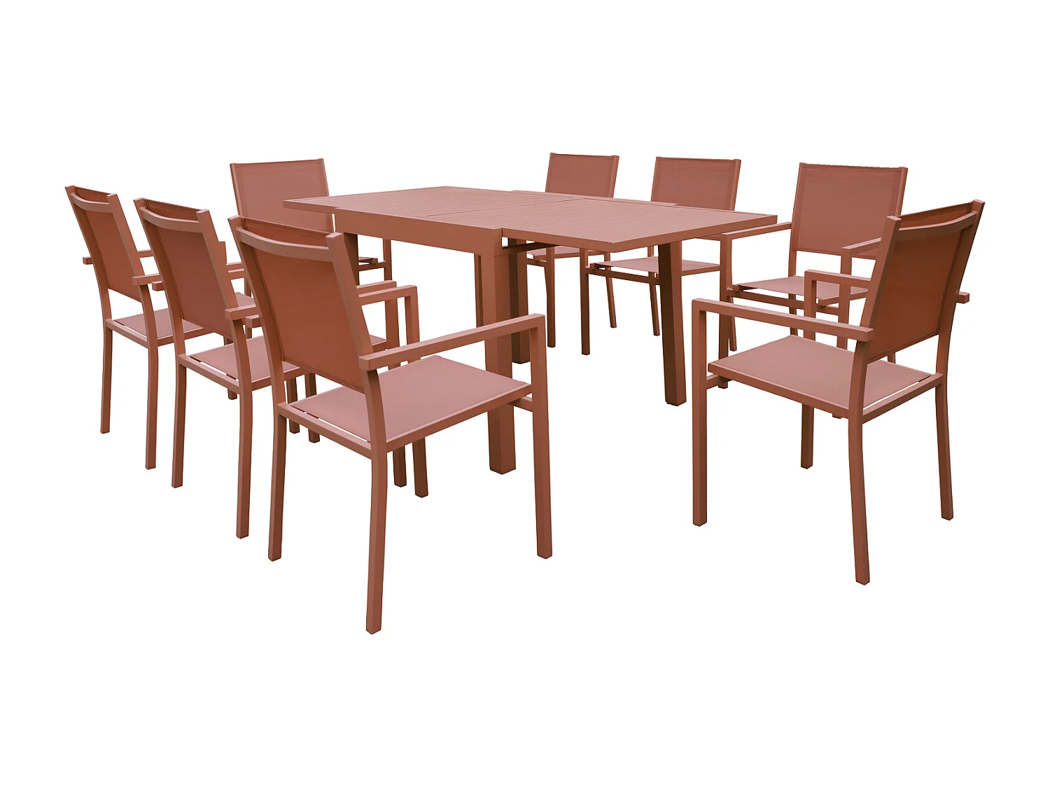 Gartenmöbel VENEZIA ausziehbar 90/180 Textilene Terracotta 8 Sitzplätze - Aluminium Terracotta