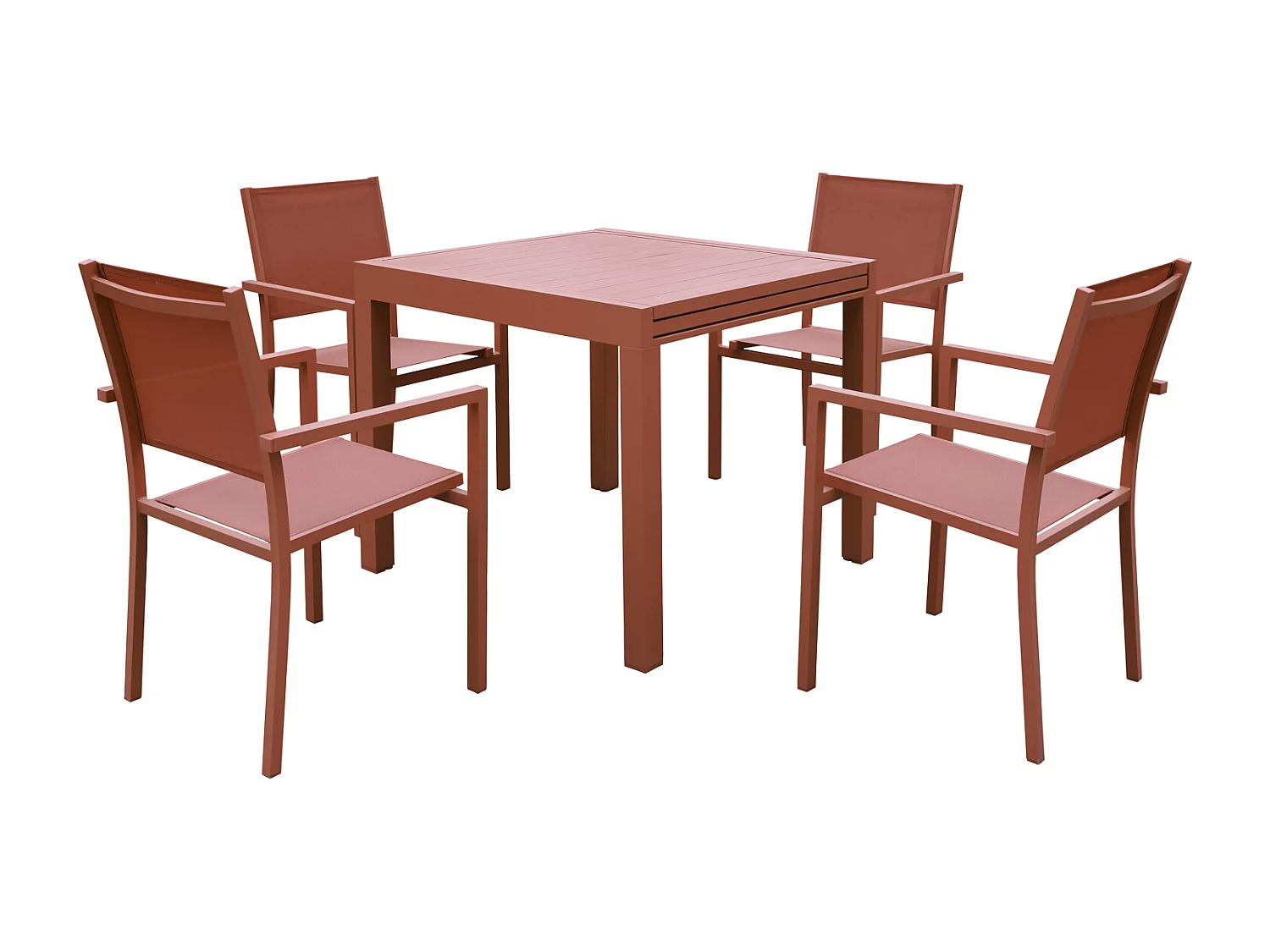 Gartenmöbel VENEZIA ausziehbar 90/180 Textilene Terracotta 8 Sitzplätze - Aluminium Terracotta