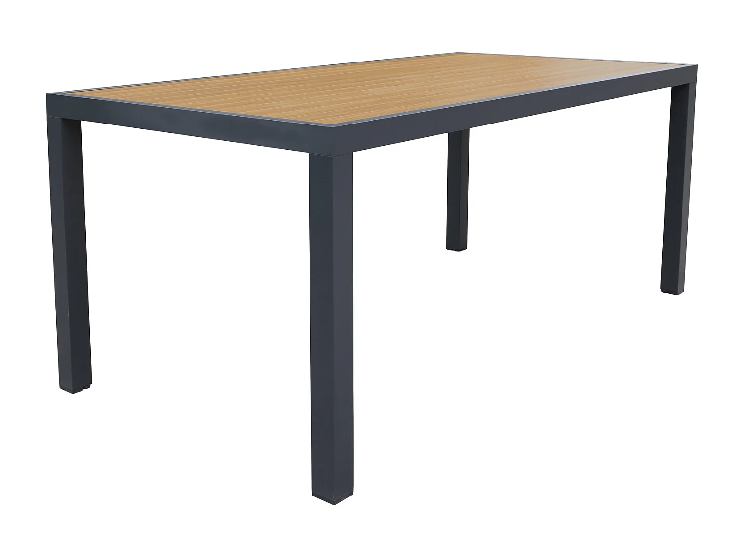 Salon de jardin PALERMO en textilène gris 8 places - aluminium anthracite et effet bois - HAPPY GARDEN