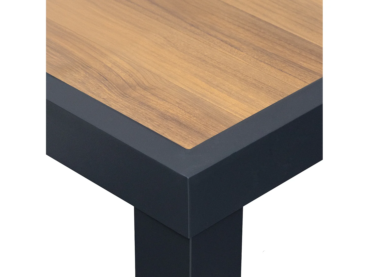 Salon de jardin PALERMO en textilène gris 8 places - aluminium anthracite et effet bois - HAPPY GARDEN