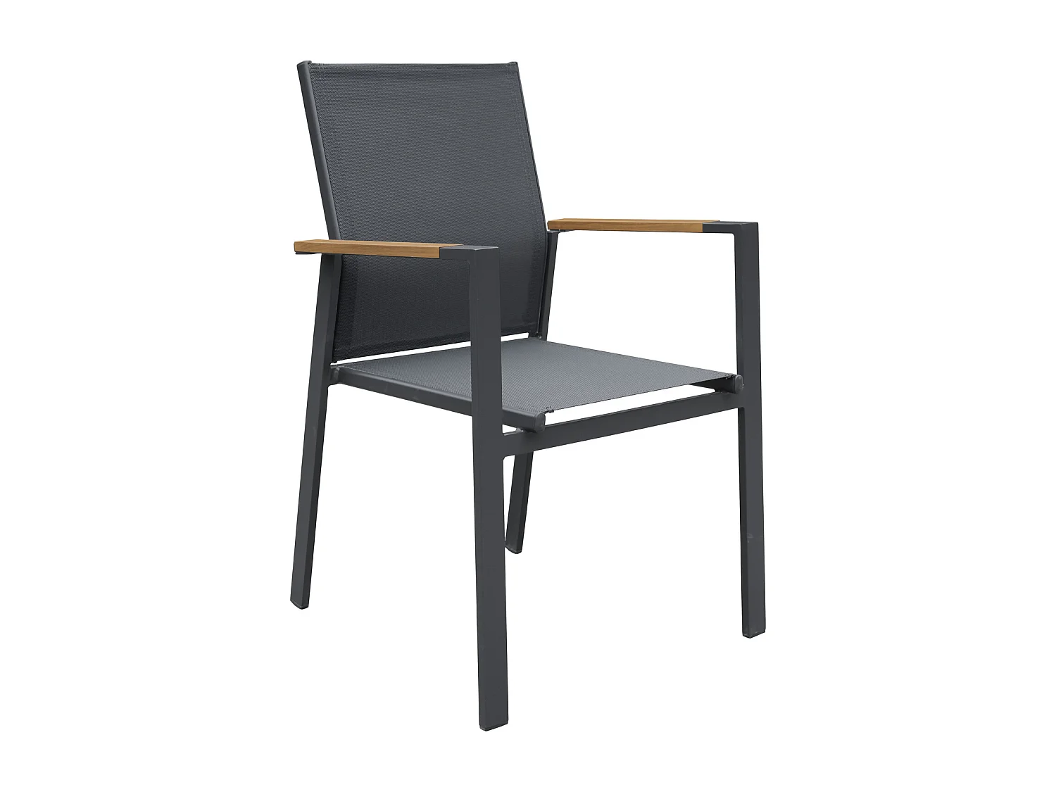 Salon de jardin PALERMO en textilène gris 8 places - aluminium anthracite et effet bois - HAPPY GARDEN