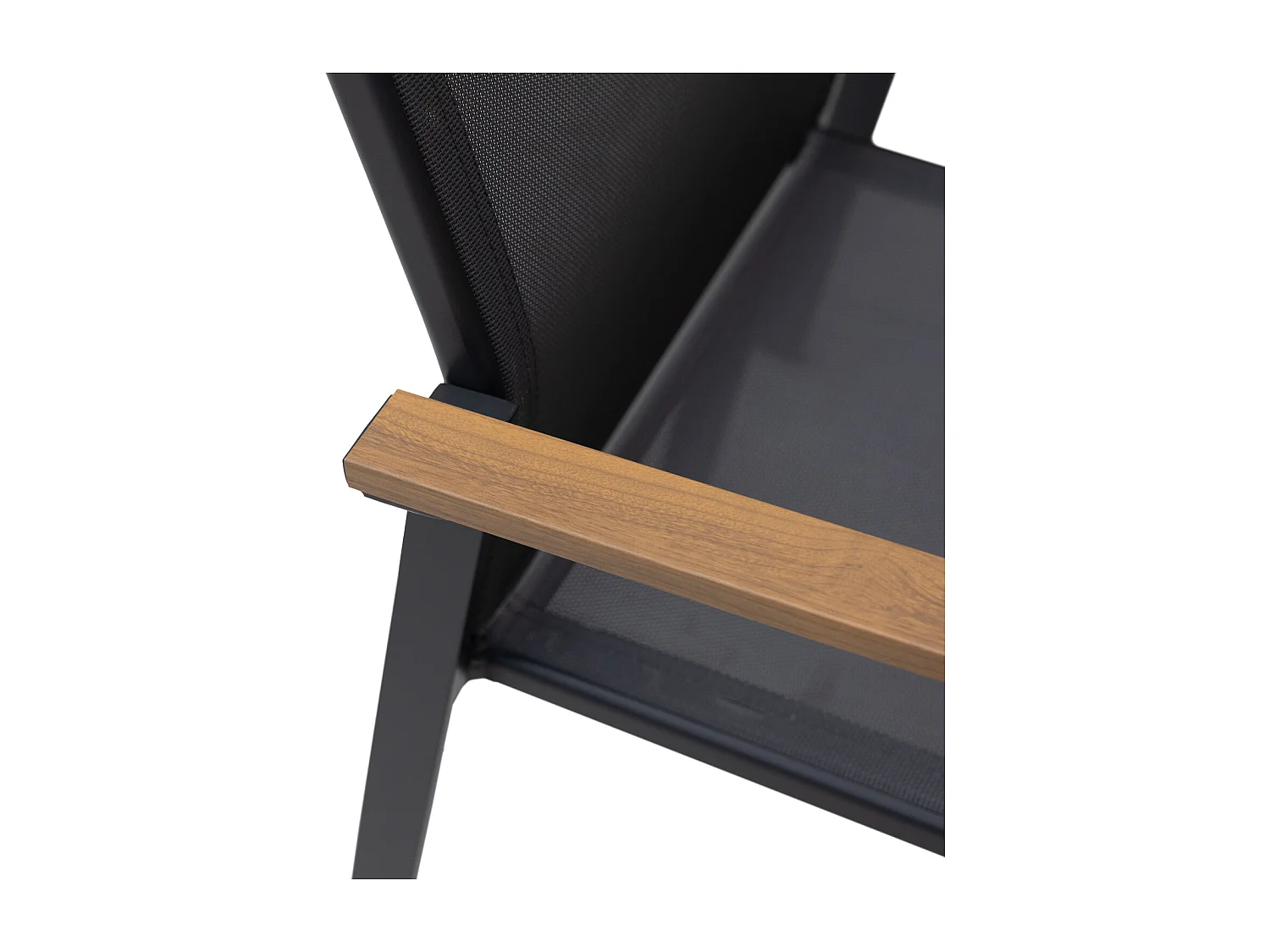 Salon de jardin PALERMO en textilène gris 8 places - aluminium anthracite et effet bois - HAPPY GARDEN