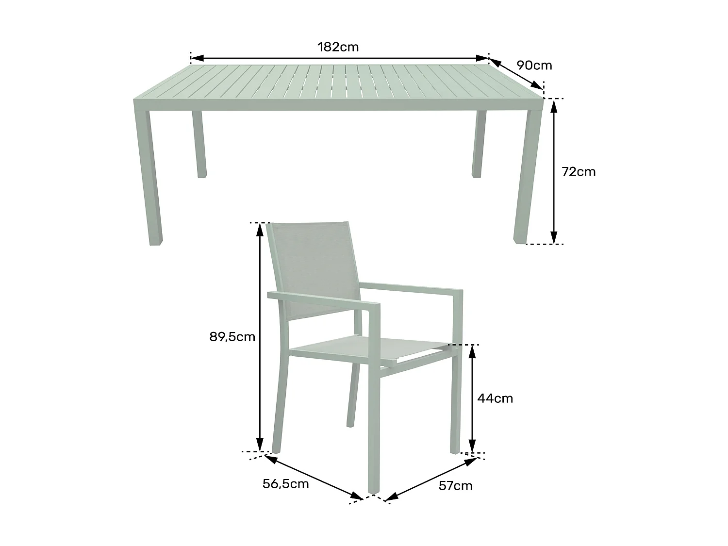 Gartenmöbel BARI aus salbeigrünem Textilene 8 Sitzplätze - Aluminium salbeigrün