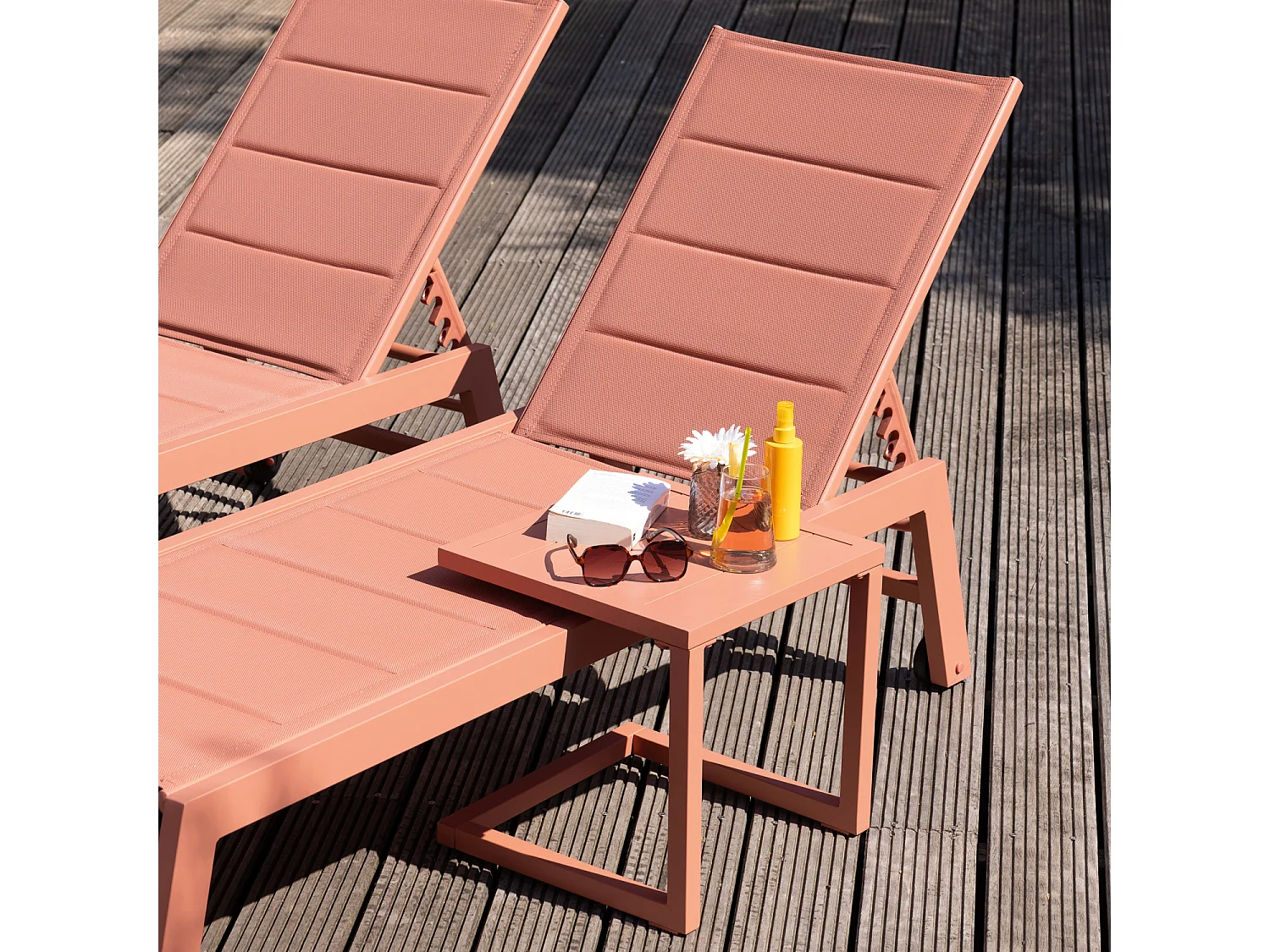 Table d'appoint BARBADOS en aluminium terracotta - HAPPY GARDEN