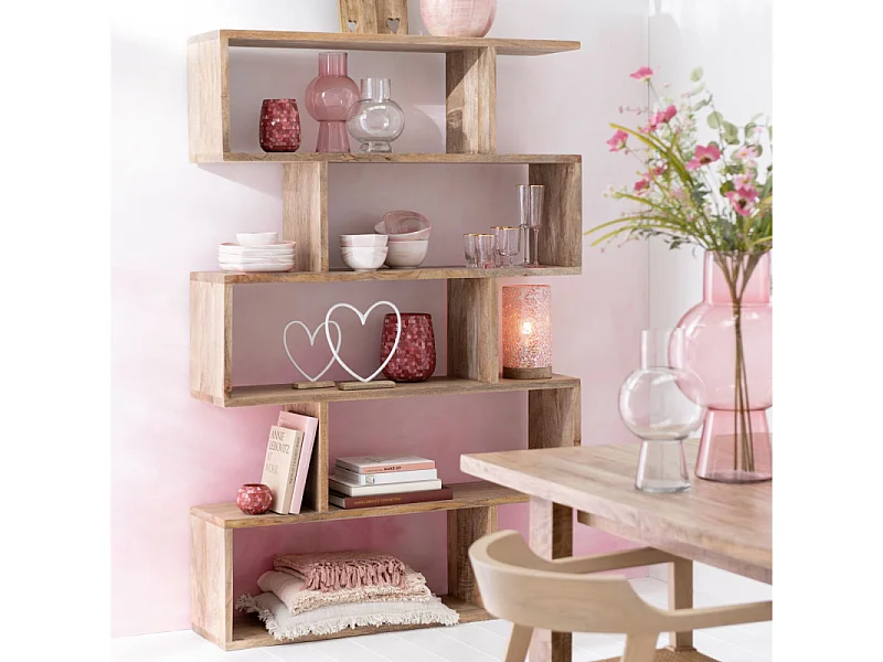 Bibliothèque en Bois "Lattes Verticales" 180cm Naturel