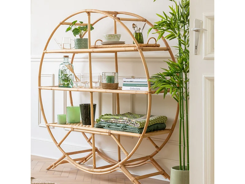 Etagère Design en Rotin "Nela" 150cm Naturel