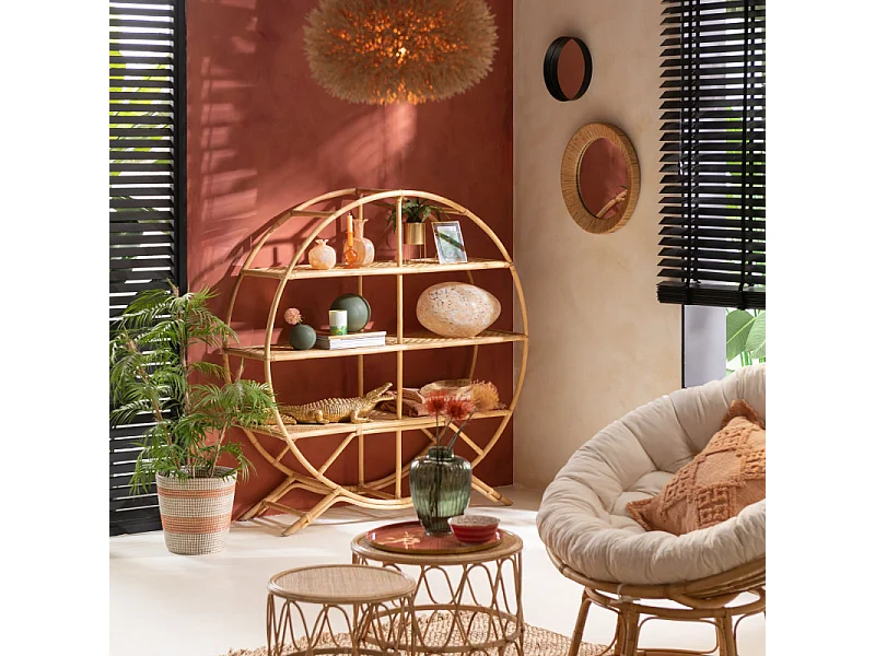 Etagère Design en Rotin "Nela" 150cm Naturel