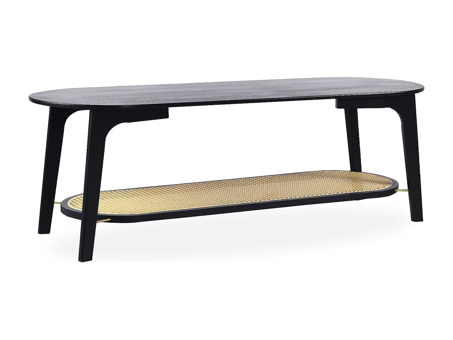 Table basse moderne Yokori en cannage et Bambou Noir