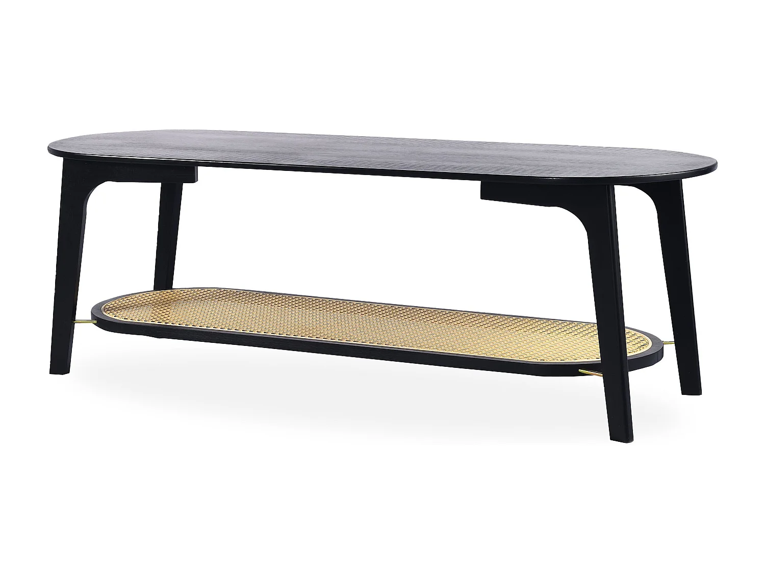 Table basse moderne Yokori en cannage et Bambou Noir