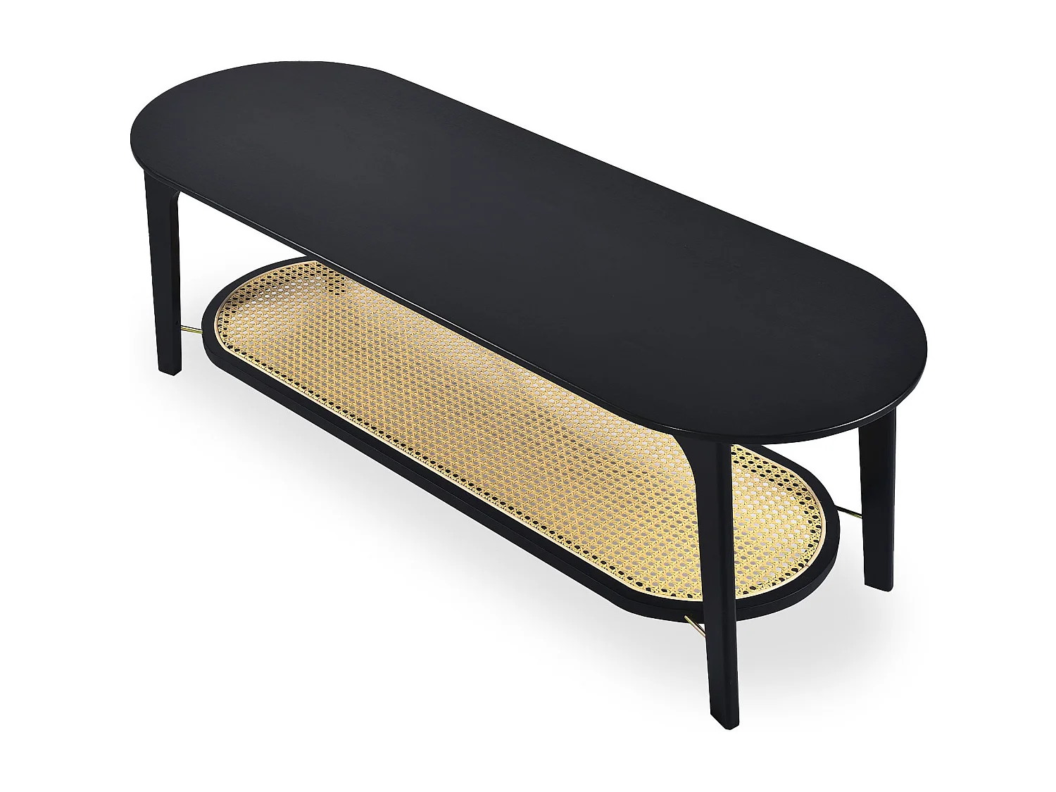 Table basse moderne Yokori en cannage et Bambou Noir
