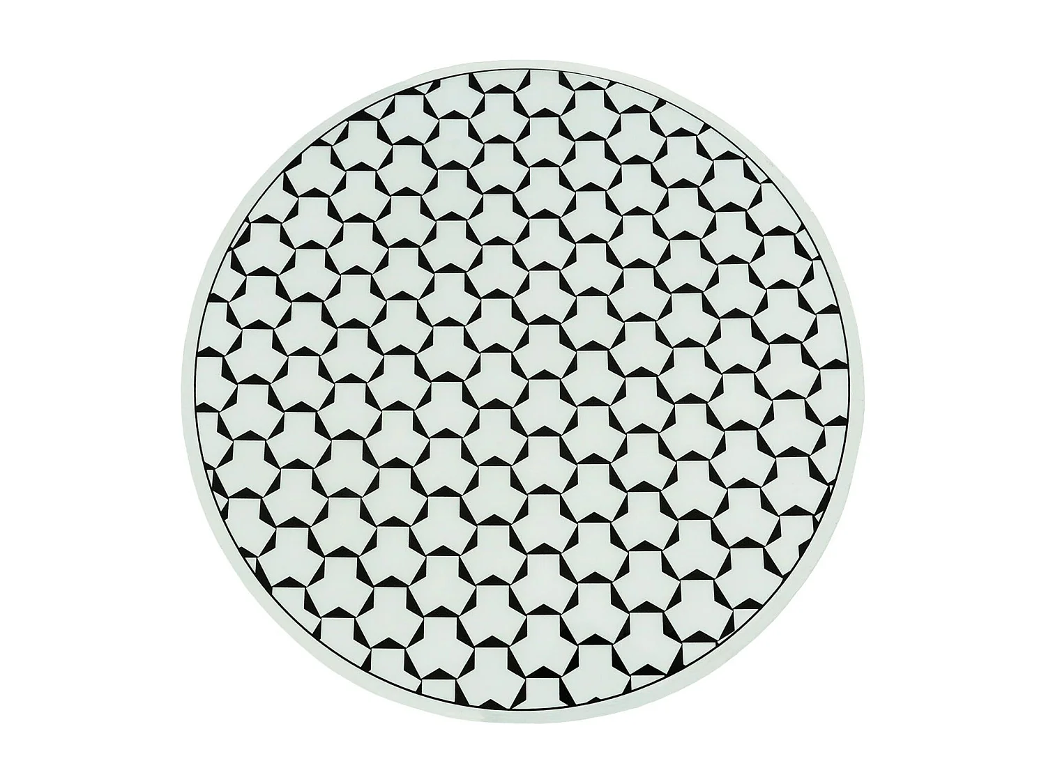 Pouf cylindrique Combino Motif géométrique Noir et blanc pied or