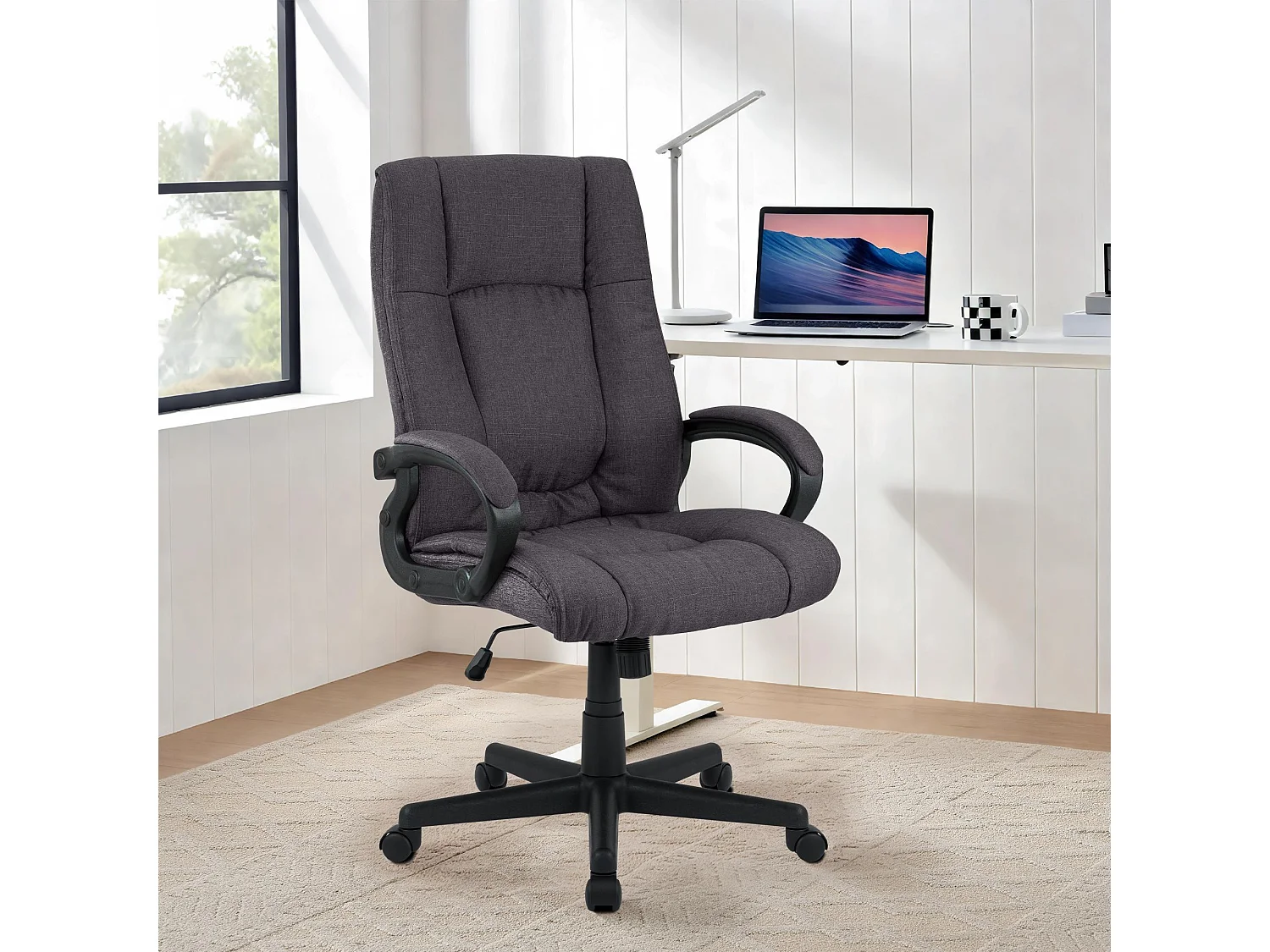Chaise de bureau - Tissu & Noir - Noir - XL Sparta