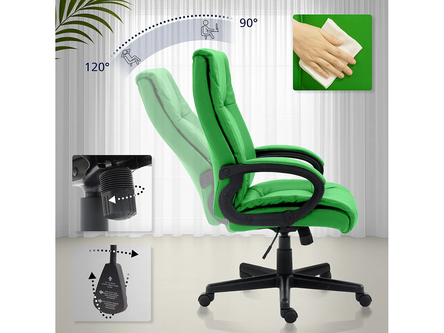Chaise de bureau - Similicuir - Vert - XL Sparta