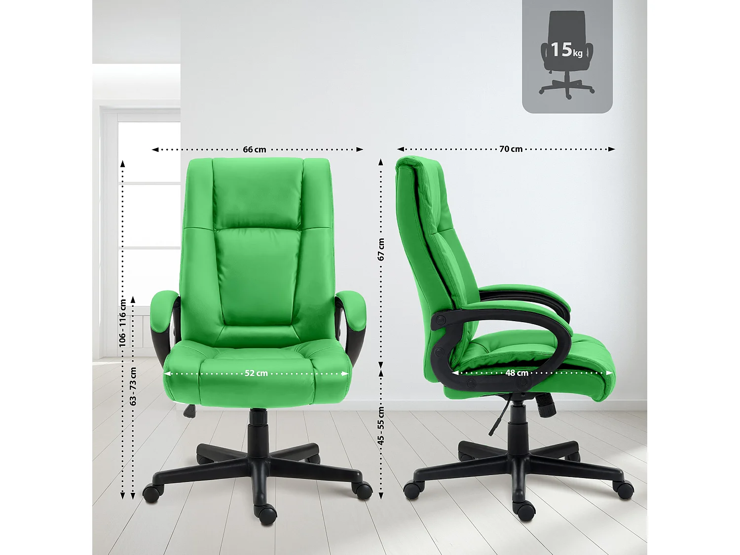 Chaise de bureau - Similicuir - Vert - XL Sparta