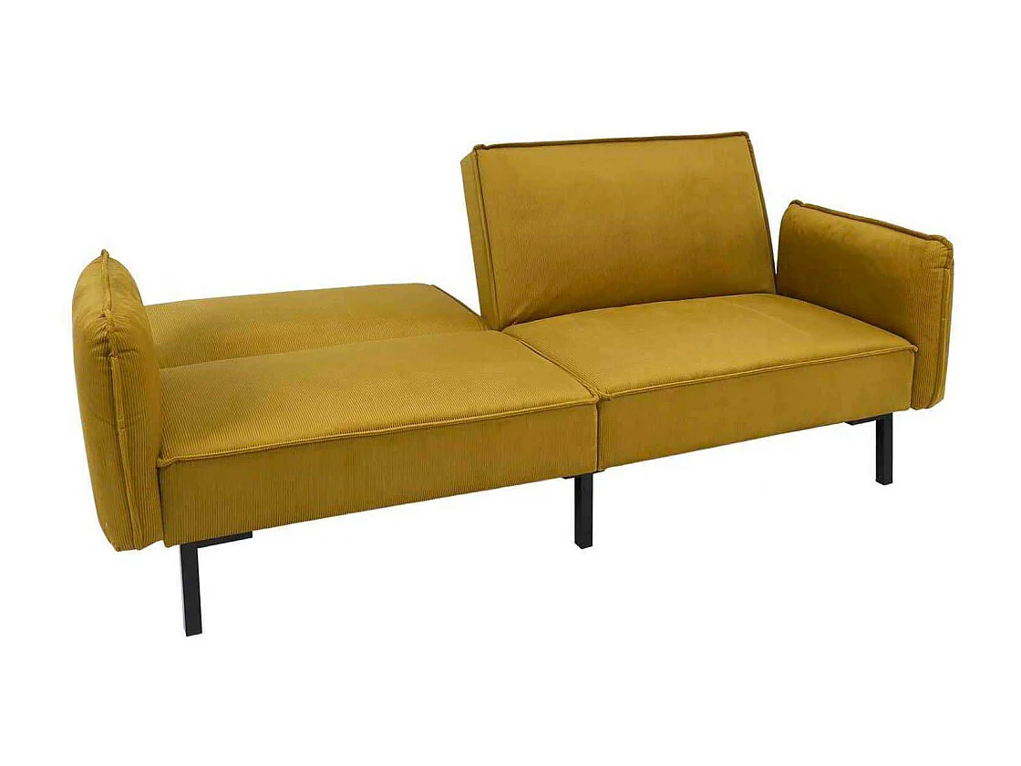 Canapé Convertible en Velours "Giulia" 198cm Jaune