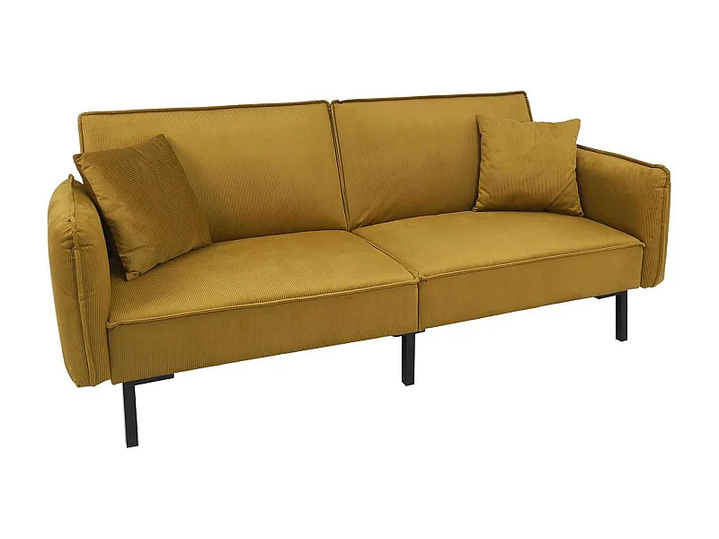 Canapé Convertible en Velours "Giulia" 198cm Jaune