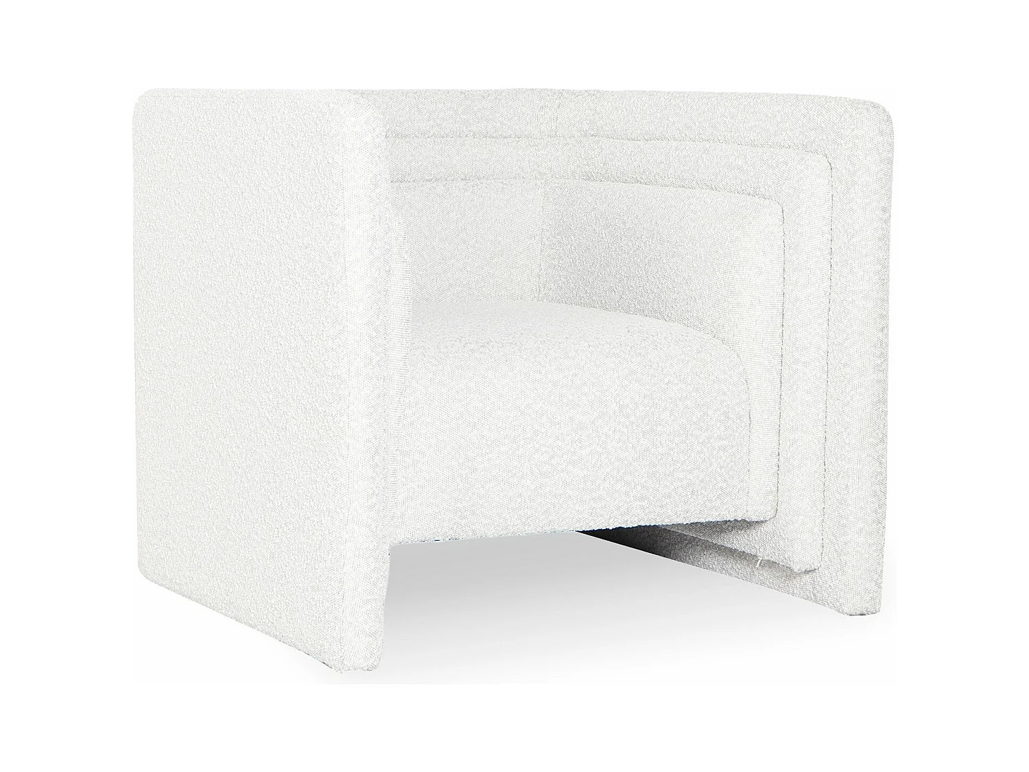Fauteuil moderne style cubique Fredonia Tissu bouclette Crème
