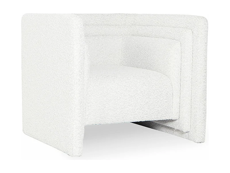 Fauteuil moderne style cubique Fredonia Tissu bouclette Crème