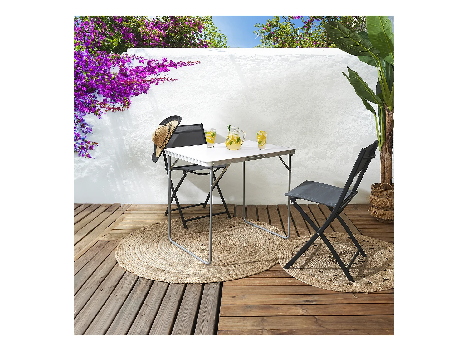 Table De Camping Pliable Blanc 80x60cm Blanc