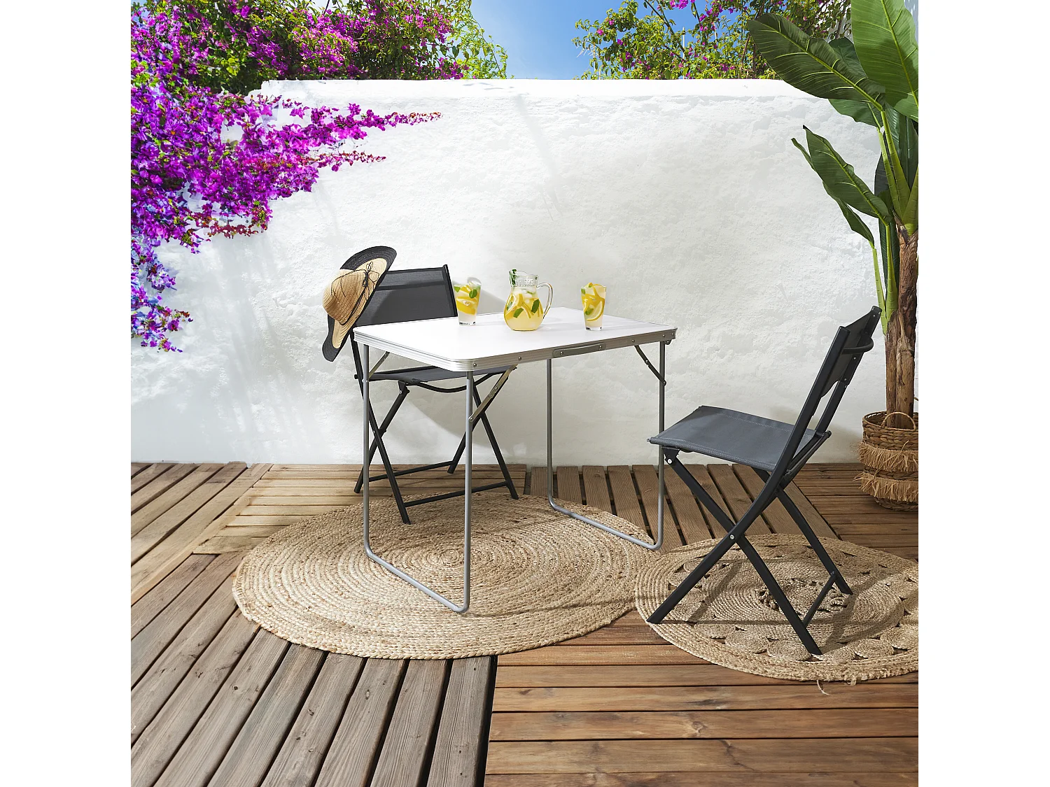 Table De Camping Pliable Blanc 80x60cm Blanc