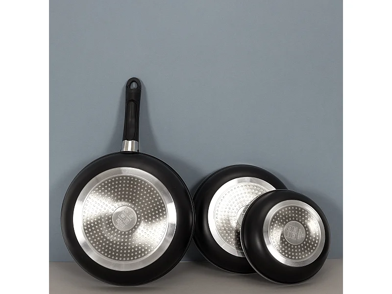 Poele Effet Pierre X3 Avec Poignee Universelle Noir