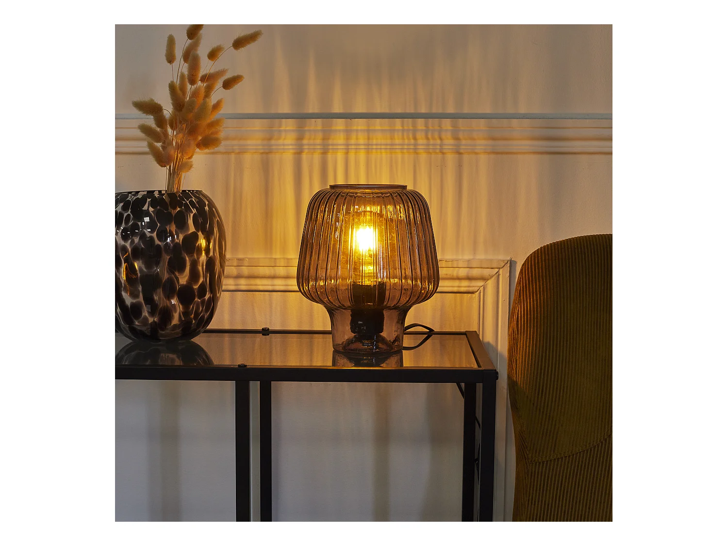 Lampe De Table Champignon Verre