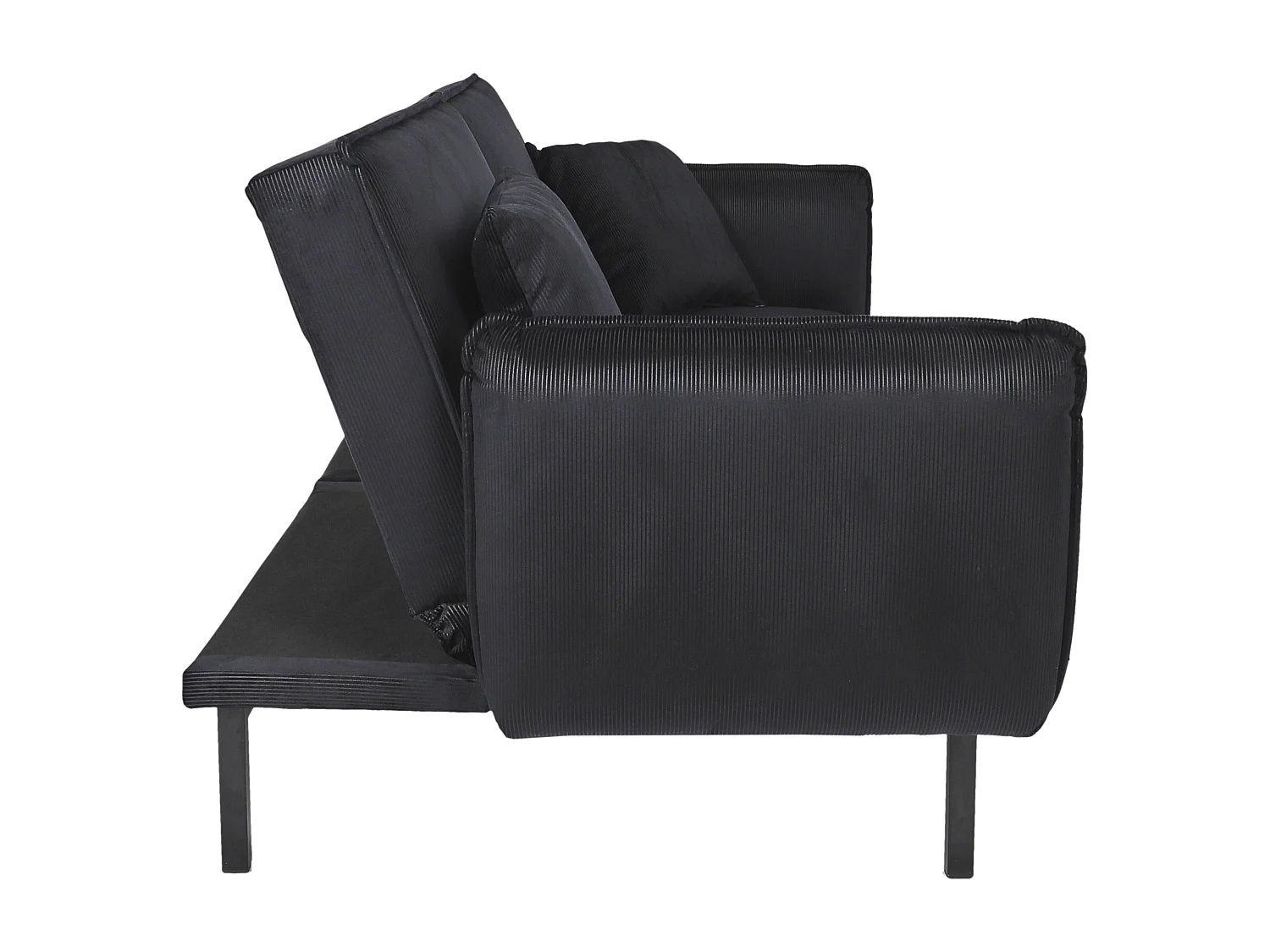 Canape Convertible Velours Giulia Noir Noir