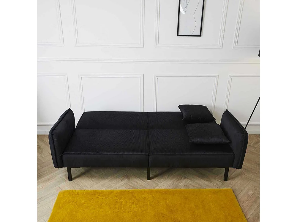 Canape Convertible Velours Giulia Noir Noir