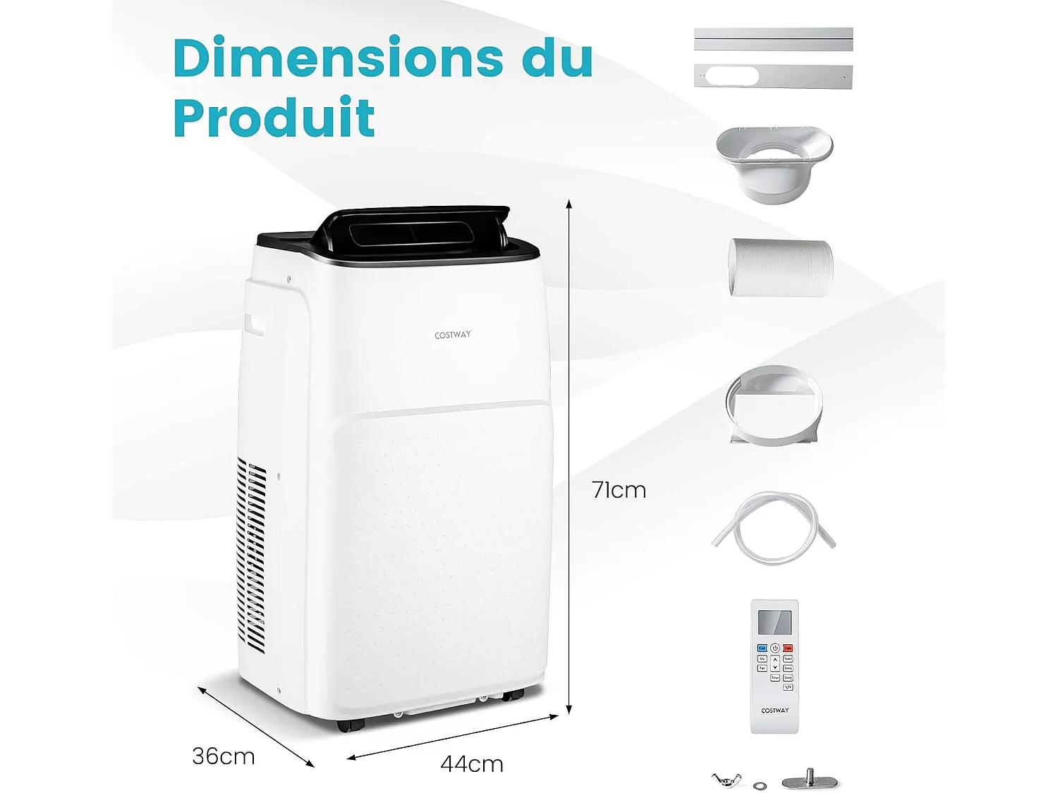 Climatiseur Mobile Silencieux 4 en 1 - 14000BTU [Classe Energétique A] avec Chauffage Ventilateur Déshumidificateur Rafraîchisseur Mode Nuit