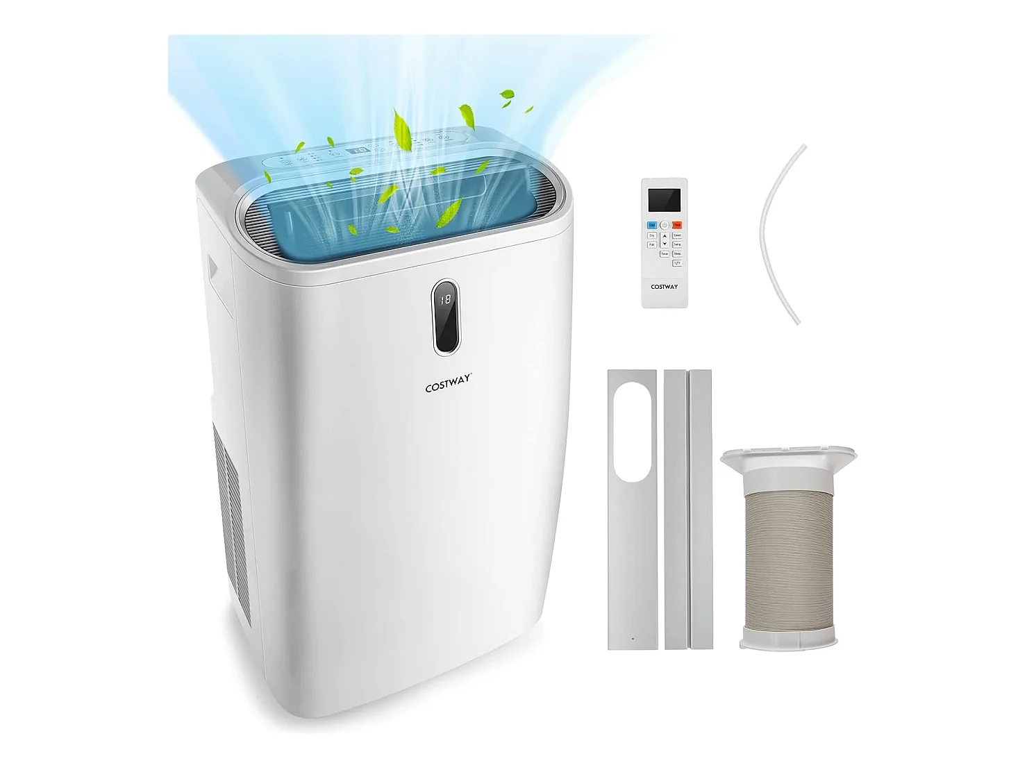 Climatiseur Mobile 5 en 1 R290 16000BTU [Classe énergétique A] Contrôle Télécommande/APP Chauffage Rafraîchissement Déshumidification Ventilateur et Mode Nuit