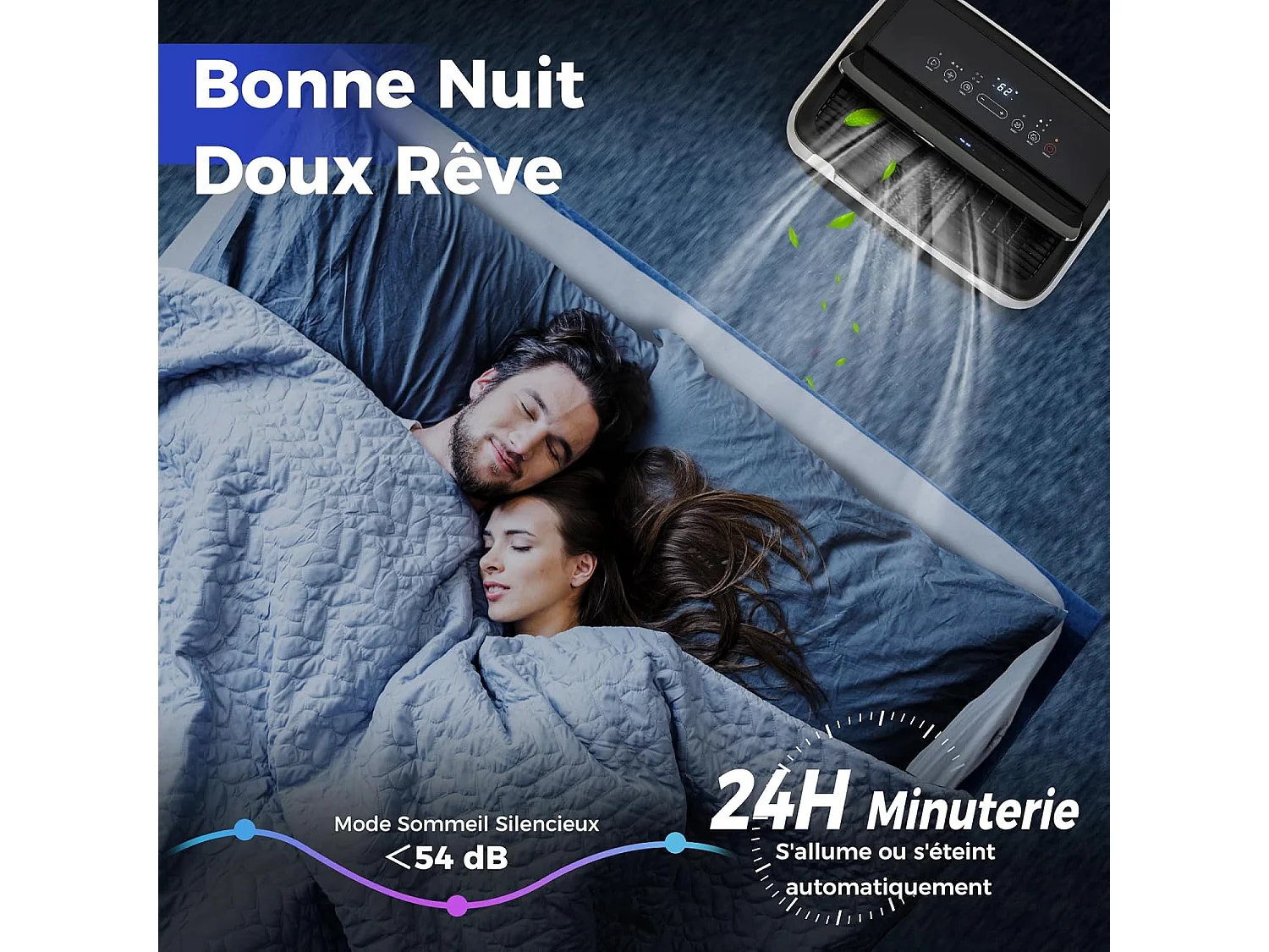 Climatiseur Mobile Silencieux 6 EN 1, Refroidissement, Chauffage, Ventilateur, Déshumidificateur,Mode Nuit,Climatisation Rapide (Clim Pro|12000BTU)