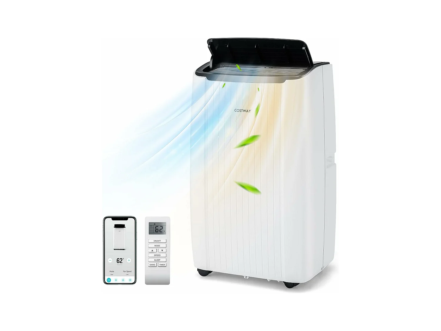 Climatiseur Mobile Silencieux 6 EN 1, Refroidissement, Chauffage, Ventilateur, Déshumidificateur,Mode Nuit,Climatisation Rapide (Clim Pro|12000BTU)