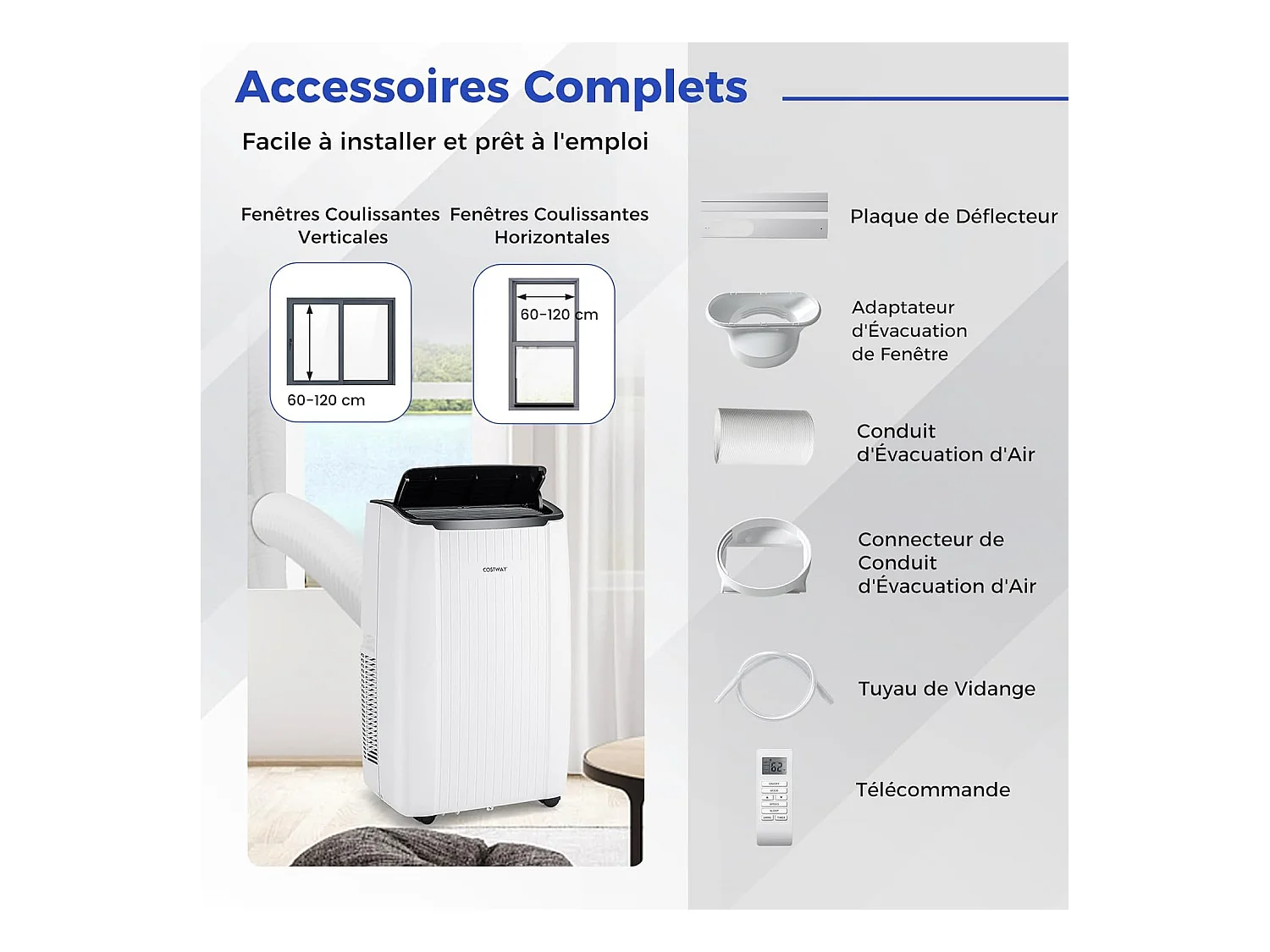 6-IN-1 Stille draagbare airconditioner, koeling, verwarming, ventilator, luchtontvochtiger, nachtmodus, snelle koeling (Clim Pro|12000BTU)