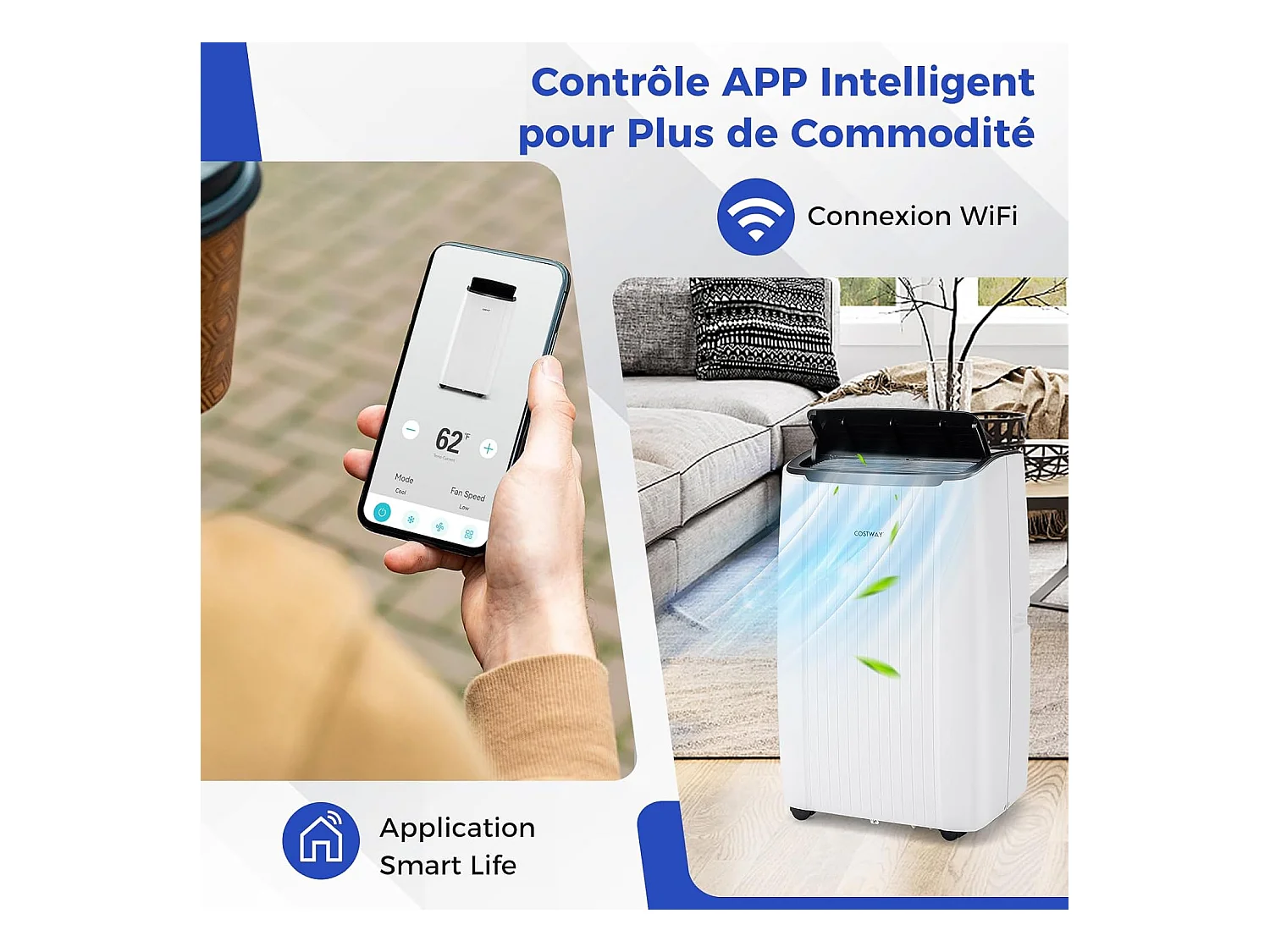 6-IN-1 Stille draagbare airconditioner, koeling, verwarming, ventilator, luchtontvochtiger, nachtmodus, snelle koeling (Clim Pro|12000BTU)