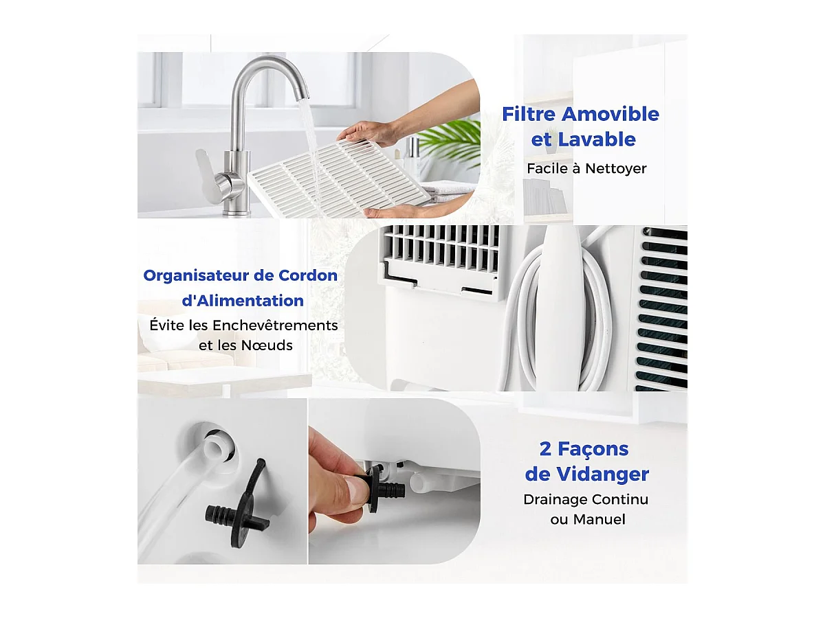 Climatiseur Mobile Silencieux 6 EN 1, Refroidissement,Chauffage,Ventilateur,Déshumidificateur,Mode Nuit,Climatisation Rapide,Clim Mobile (Clim Pro|14000BTU)